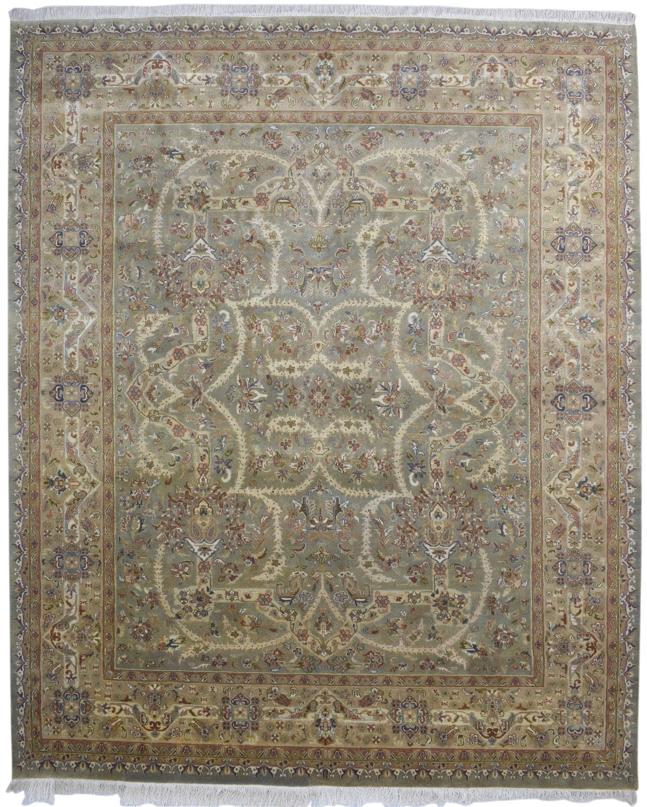 Grey Wool Rug 8' X 10' Persien Hand Knotted Kashan Oriental Large Carpet 