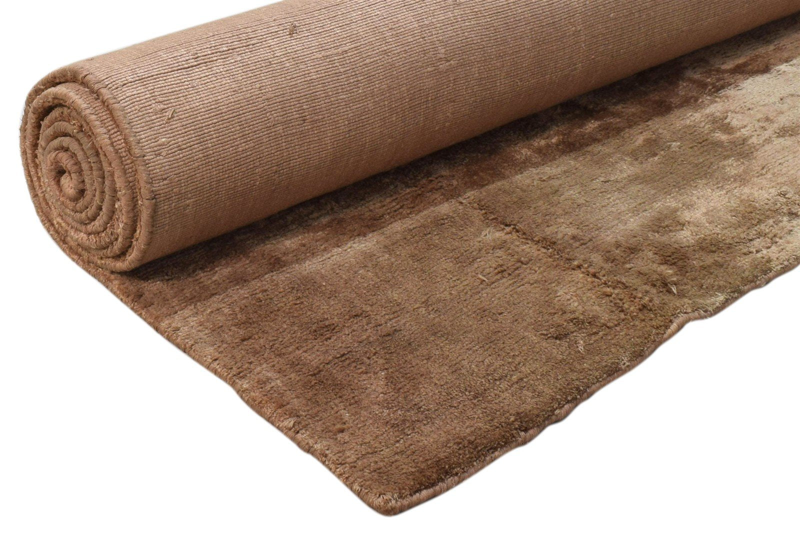 Brown Silk Rug 4' X 8' Modern Handloom Scandinavian Solid Room Size Runner 