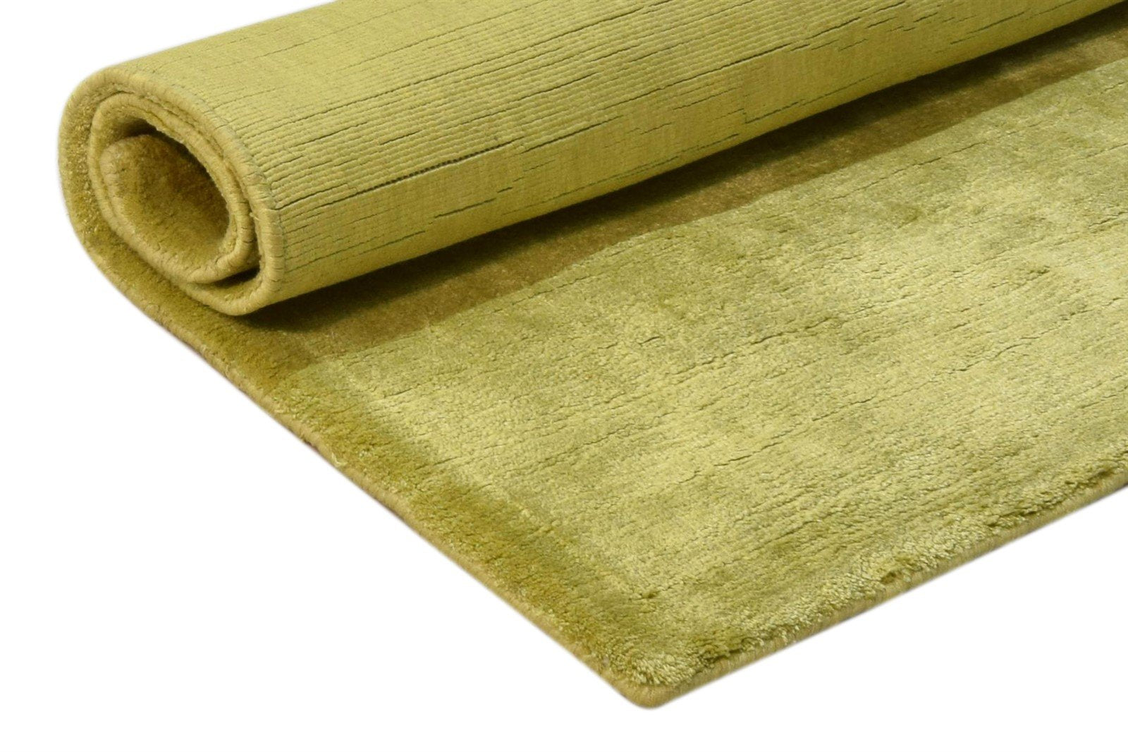 Gold Silk Rug 2' X 3' Modern Handloom Scandinavian Solid Small Carpet 