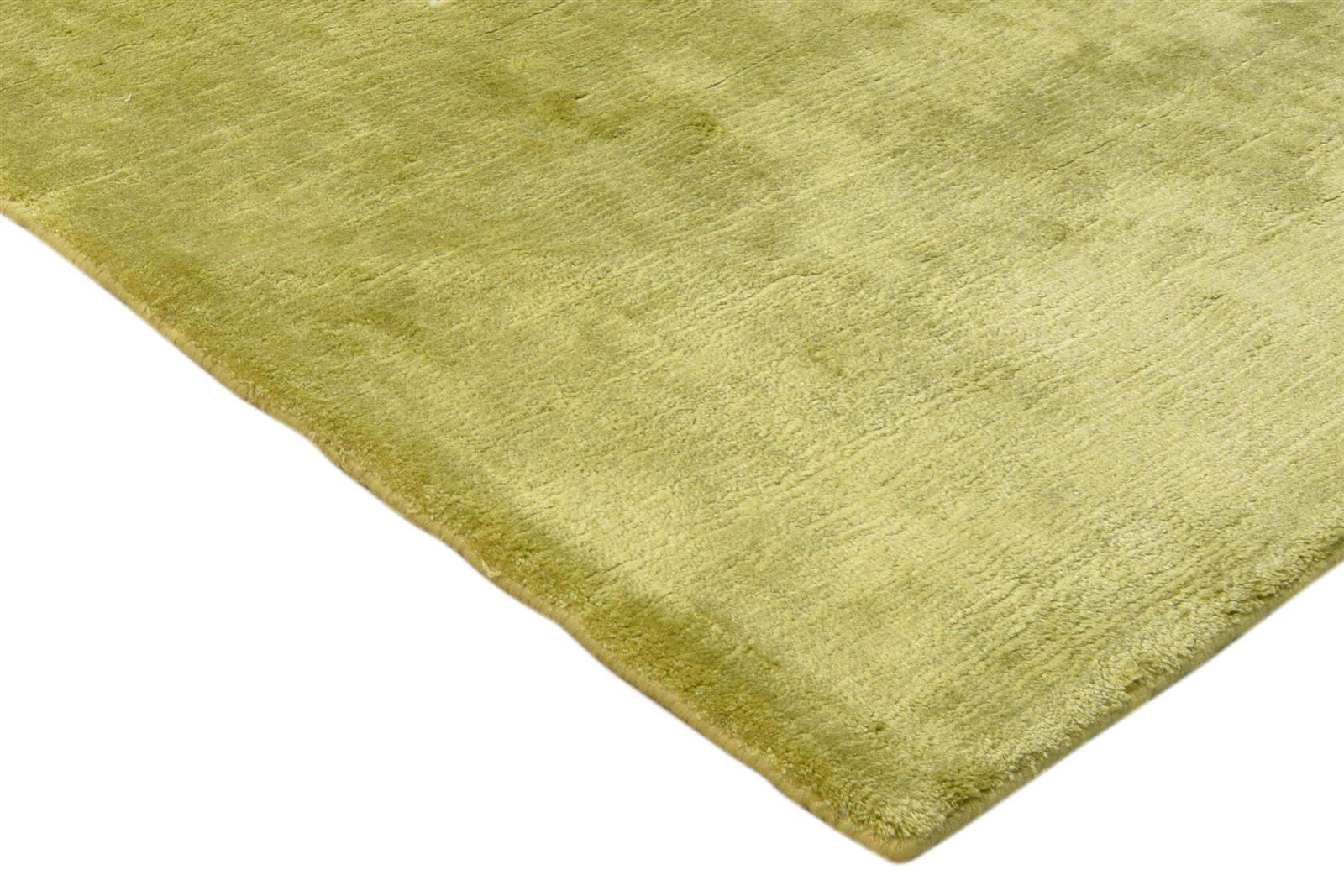 Gold Silk Rug 2' X 3' Modern Handloom Scandinavian Solid Small Carpet 