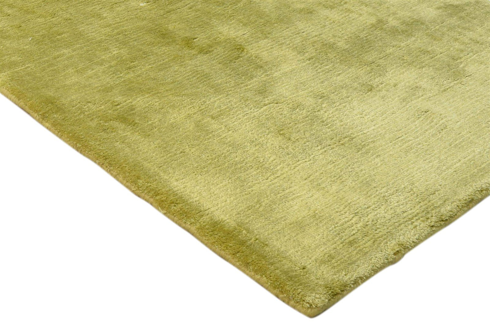 Gold Silk Rug 2' X 3' Modern Handloom Scandinavian Solid Small Carpet 