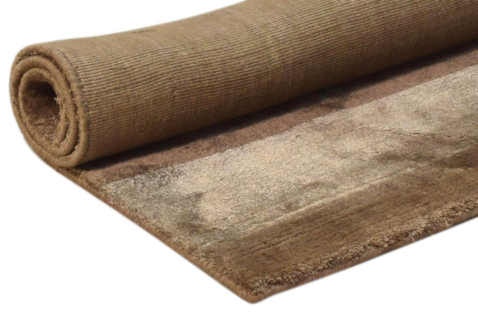 Silk Brown Rug 2' X 3' Modern Handloom French Floral Small Carpet 