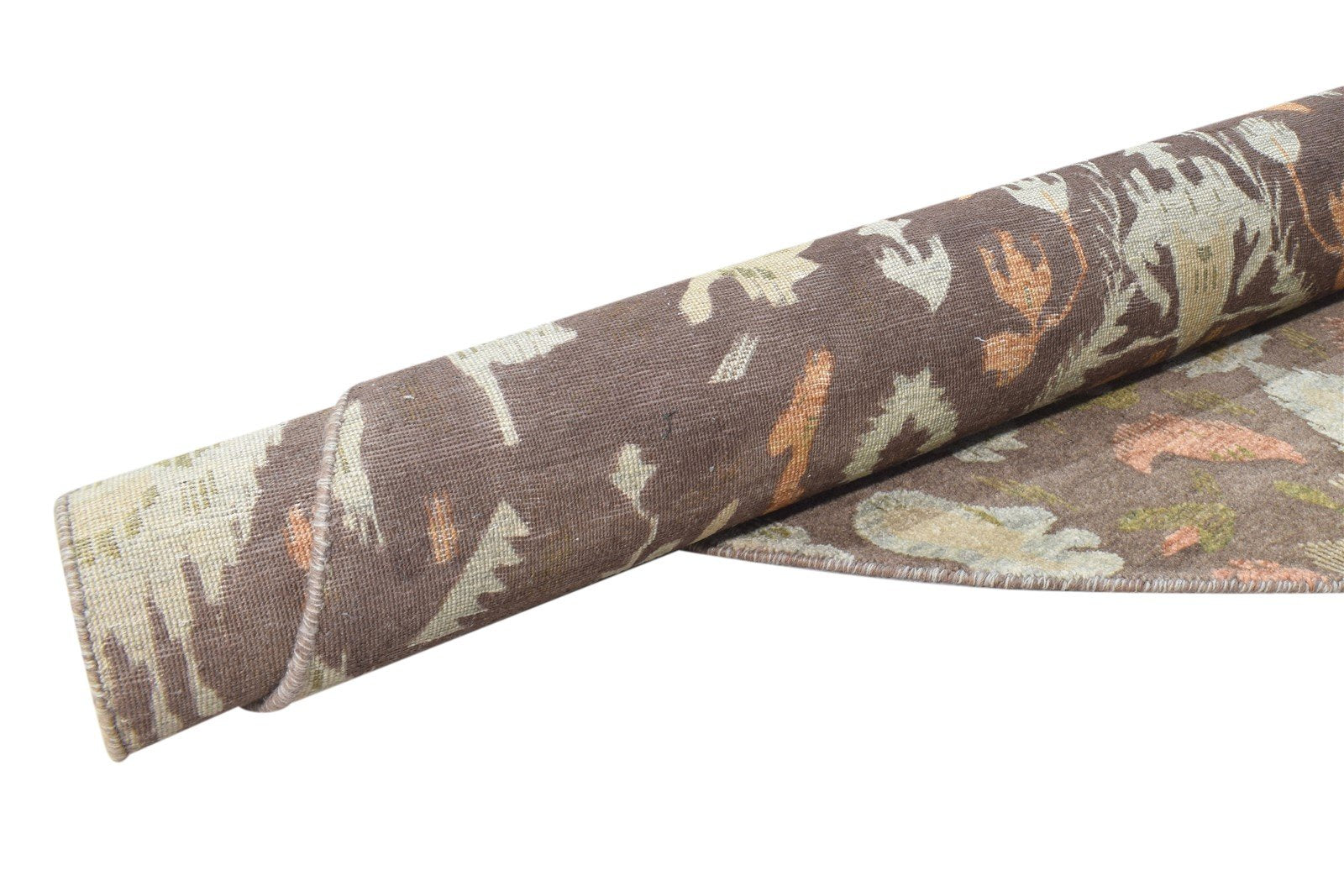 10X10 Rug Wool Brown Transitional Hand Knotted European Ikat Extra Large Round   7864617697429