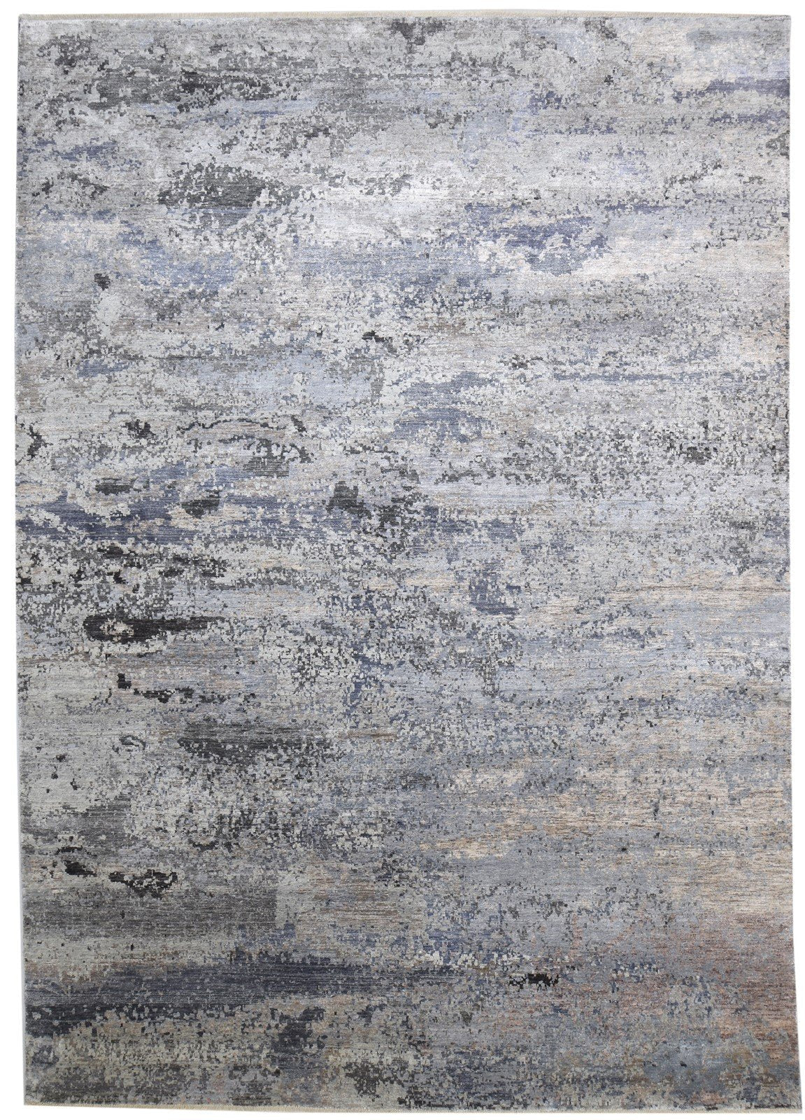 10X14 Rug Wool / Silk Grey Modern Hand Knotted Indian Abstract Extra Large   7864315773077