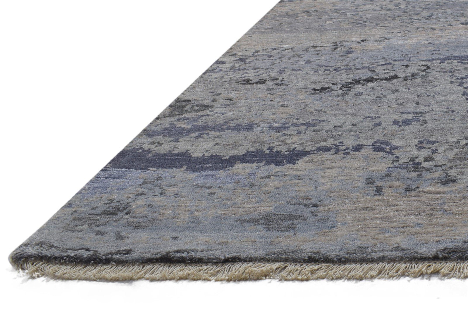 10X14 Rug Wool / Silk Grey Modern Hand Knotted Indian Abstract Extra Large   7864315773077