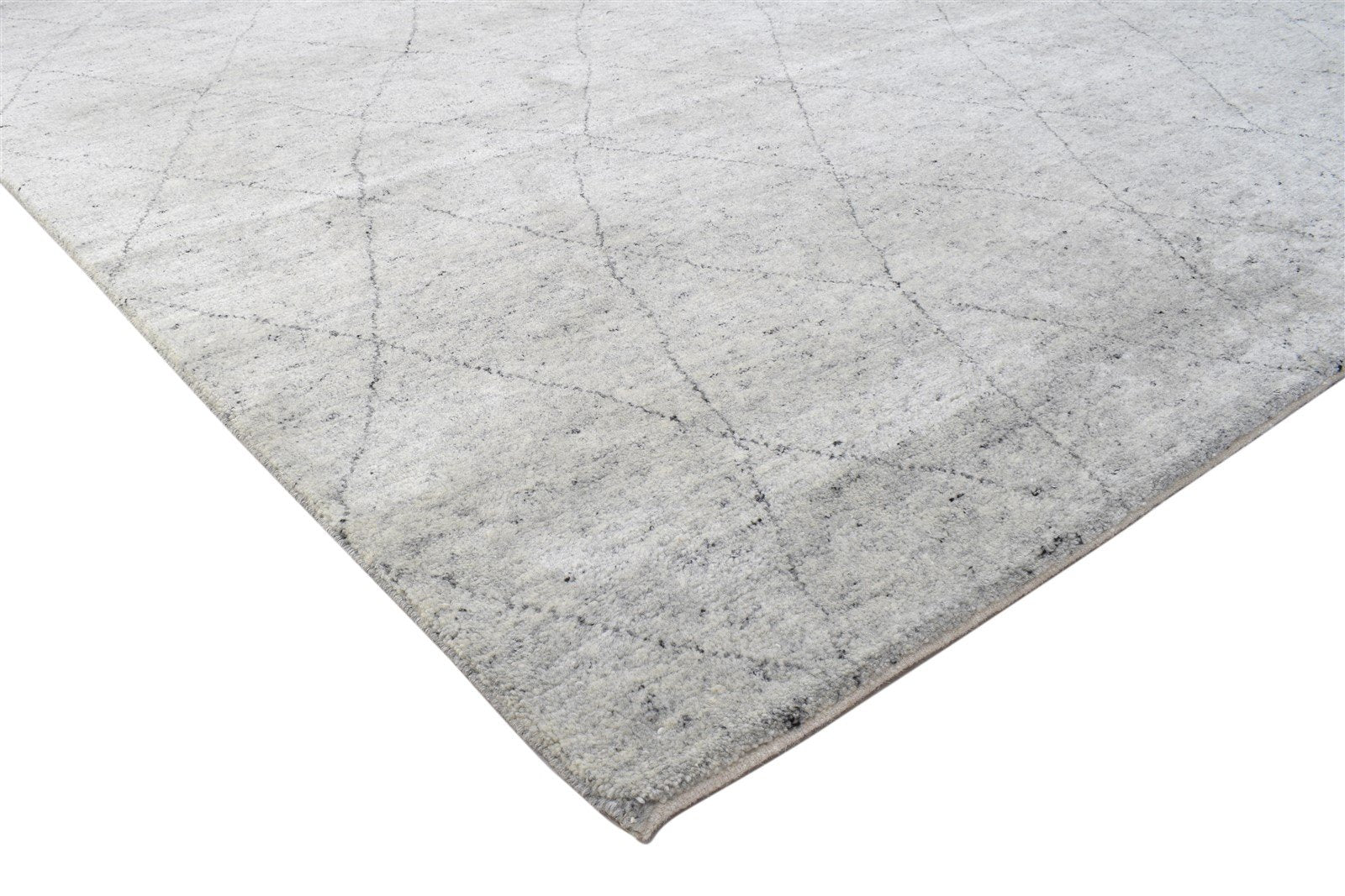 10X14 Rug Wool / Silk Grey Modern Hand Knotted Moroccan Diamond Extra Large   7864102453397