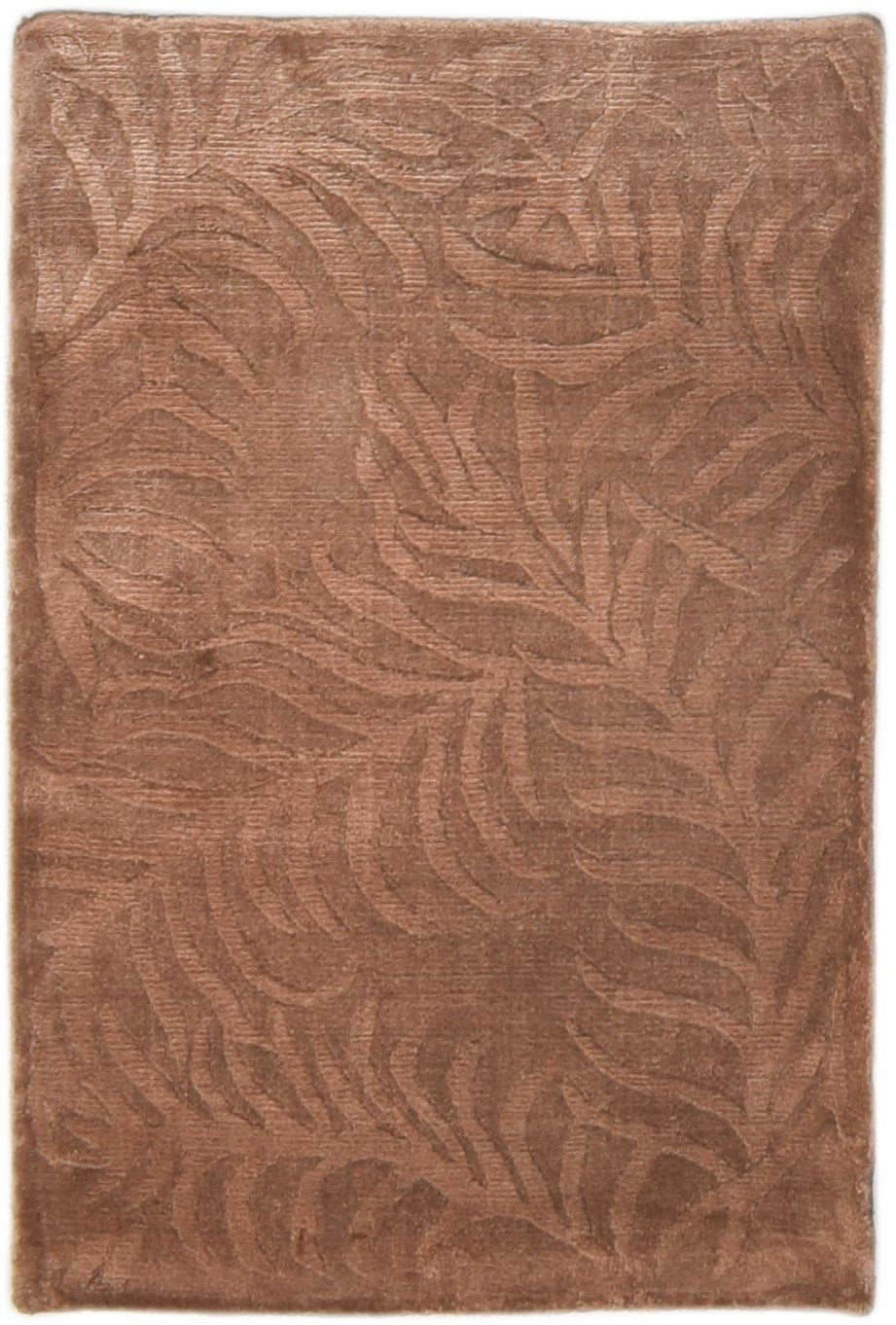 2' X 3' Rug Silk Brown Modern Handloom French Floral Small Carpet