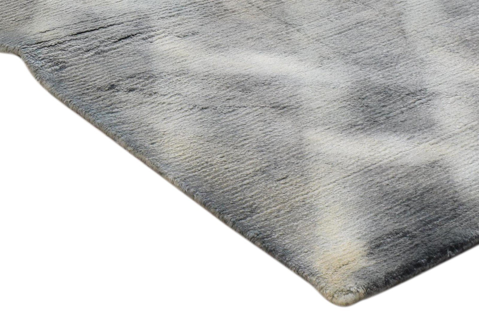 Grey Silk Rug 2' X 3' Modern Handloom Shibori Tie Dye Small Carpet 