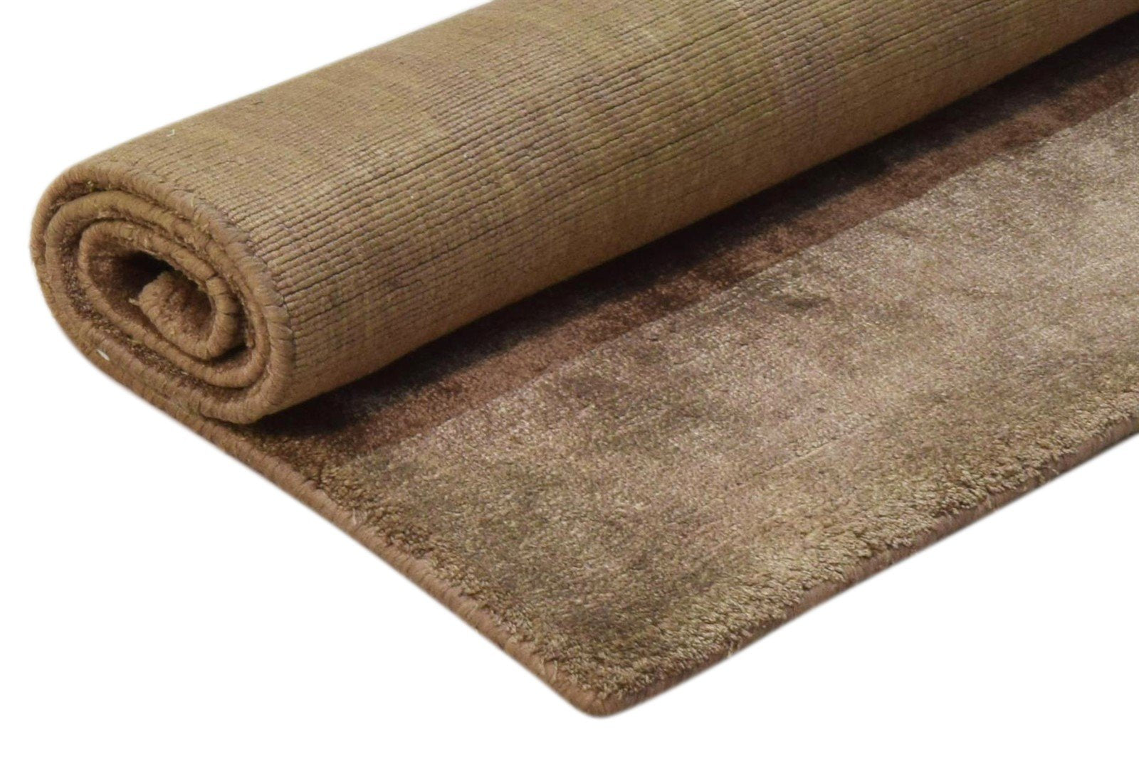 Silk Brown Rug 2' X 3' Modern Handloom Scandinavian Solid Small Carpet 