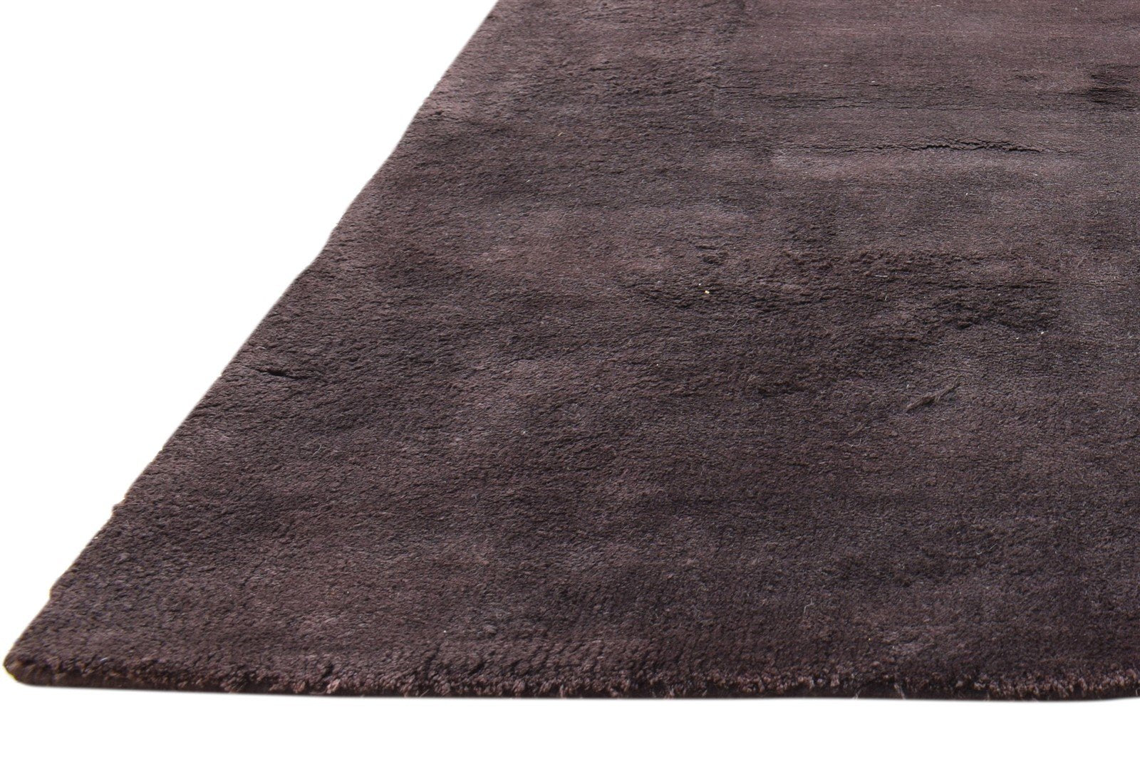 Handloom Chocolate Silk Rug 5' X 8' Modern Scandinavian Solid Room Size Carpet 