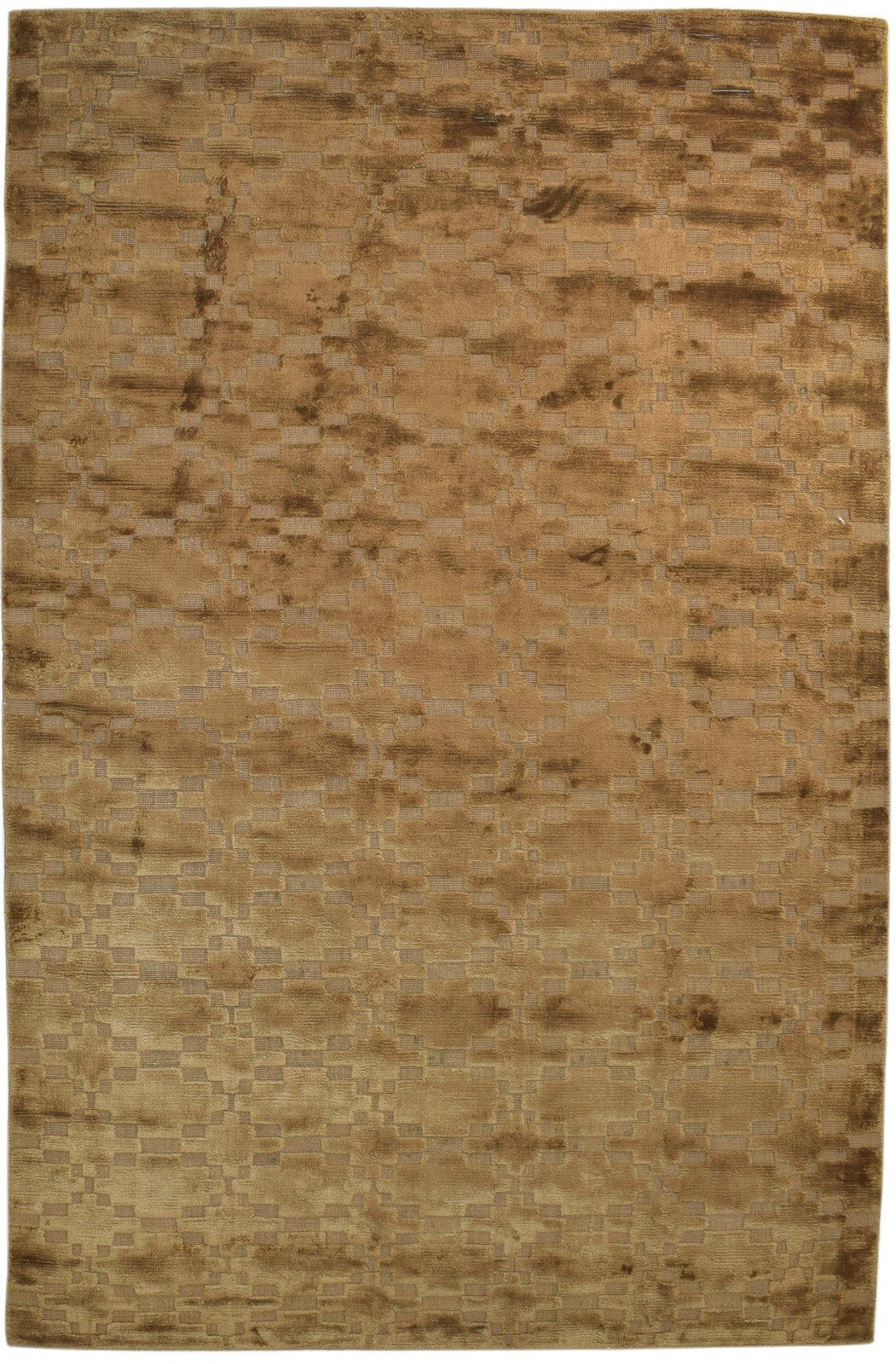 Silk Brown Rug 5' X 8' Modern Handloom Moroccan Trellis Room Size Carpet 