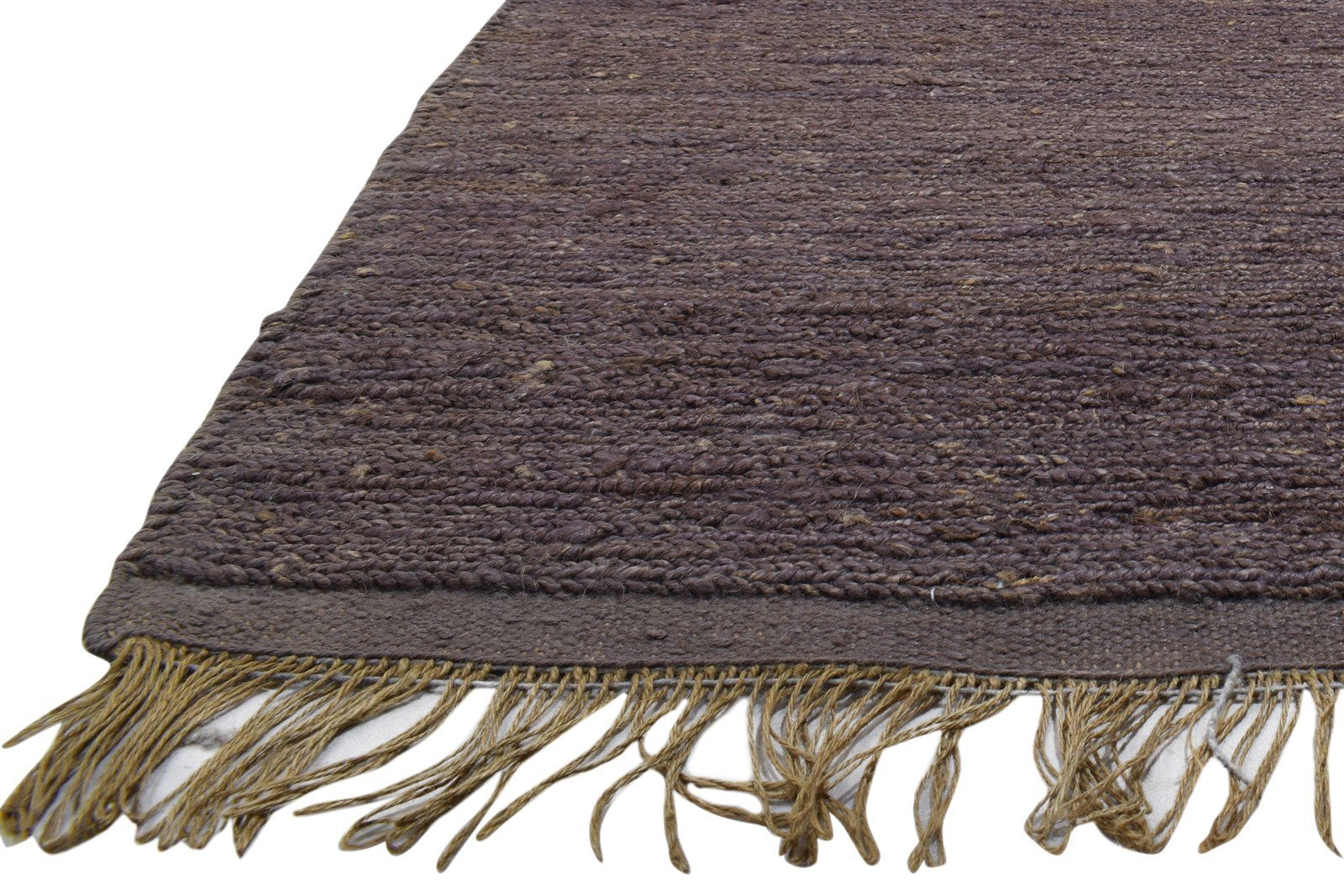 Hand Knotted Purple Jute Rug 5' X 8' Modern Scandinavian Solid Room Size Carpet