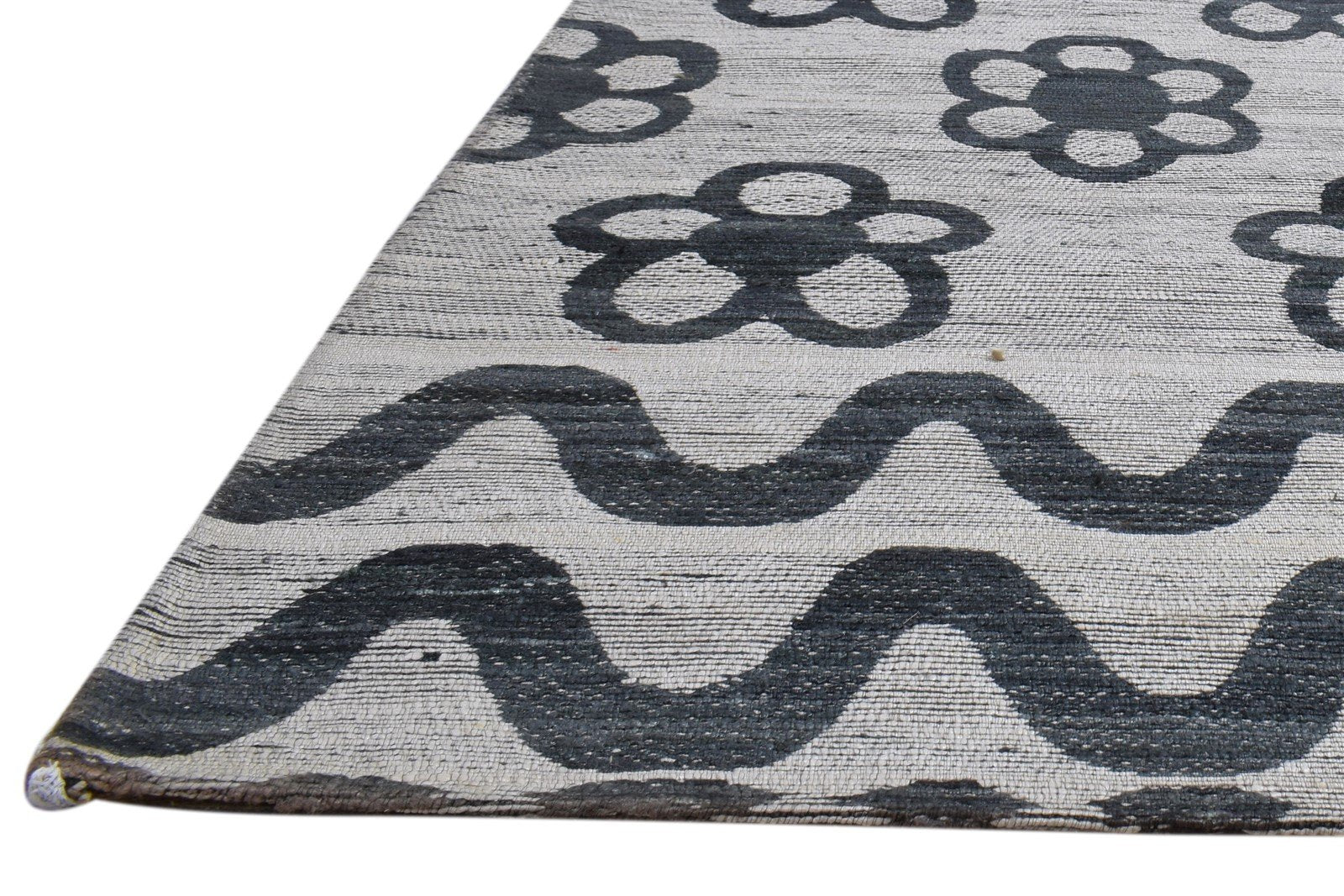 Silk Grey Rug 5' X 9' Modern Jacquard Loom Scandinavian Floral Room Size Carpet 