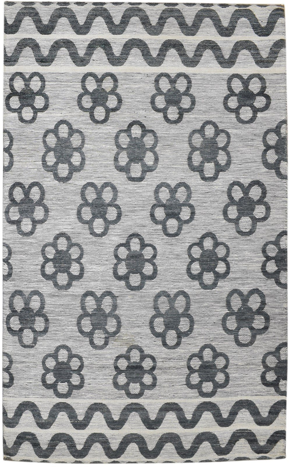 Silk Grey Rug 5' X 9' Modern Jacquard Loom Scandinavian Floral Room Size Carpet