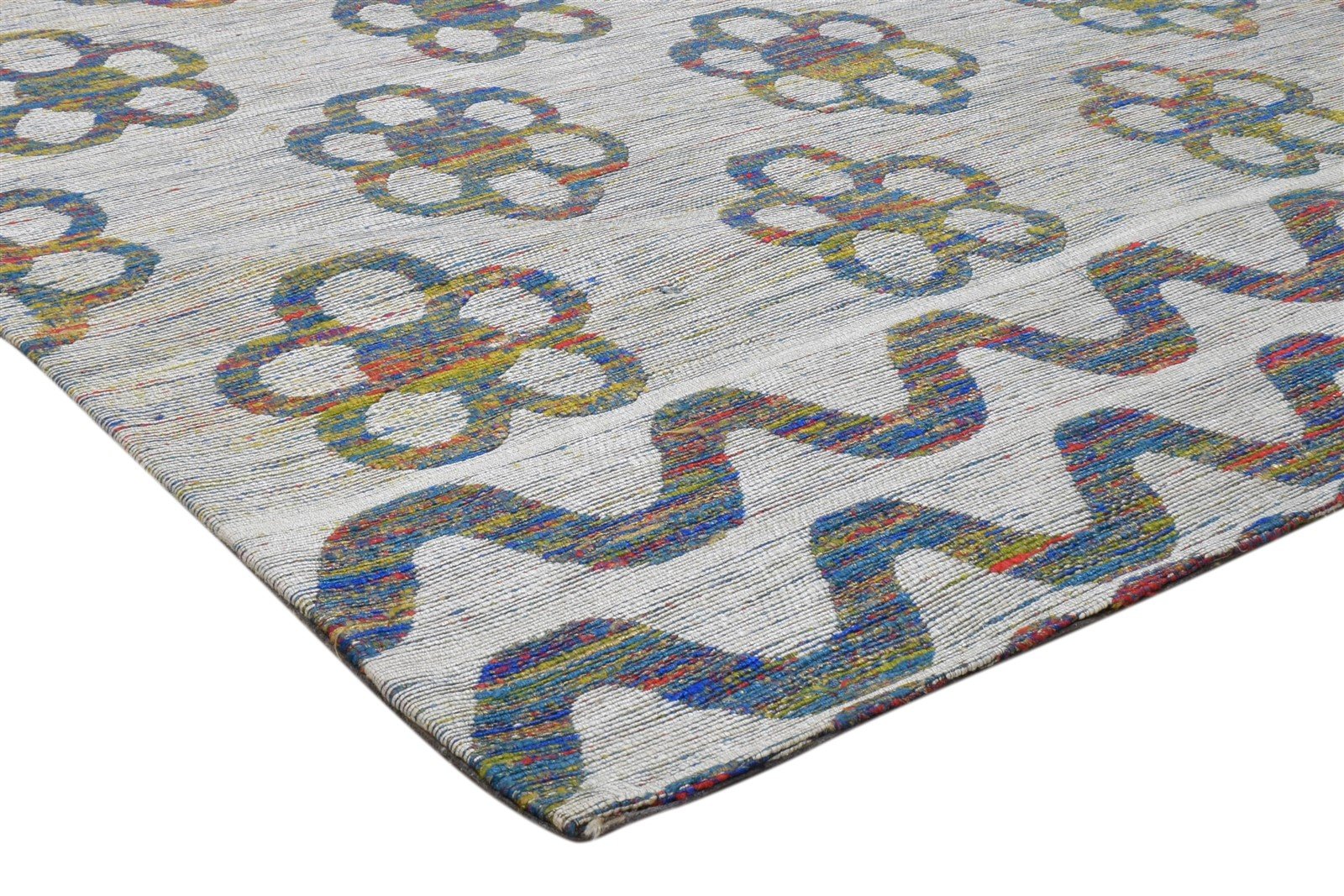 5' X 8' Rug Silk Grey Modern Jacquard Loom Scandinavian Floral Room Size Carpet 