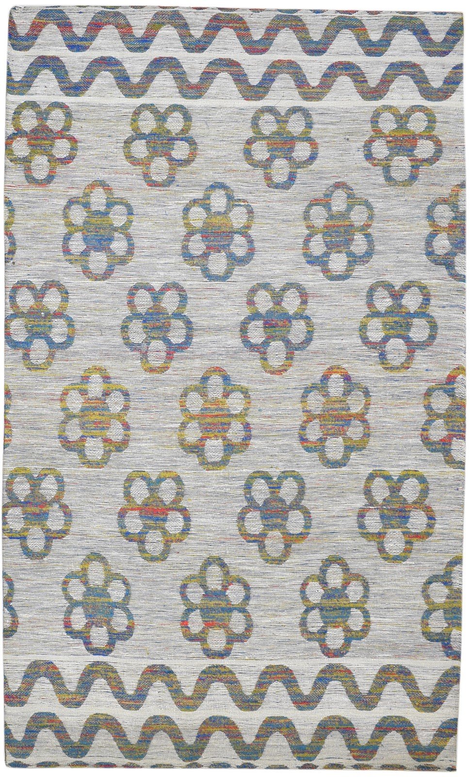 5' X 8' Rug Silk Grey Modern Jacquard Loom Scandinavian Floral Room Size Carpet 