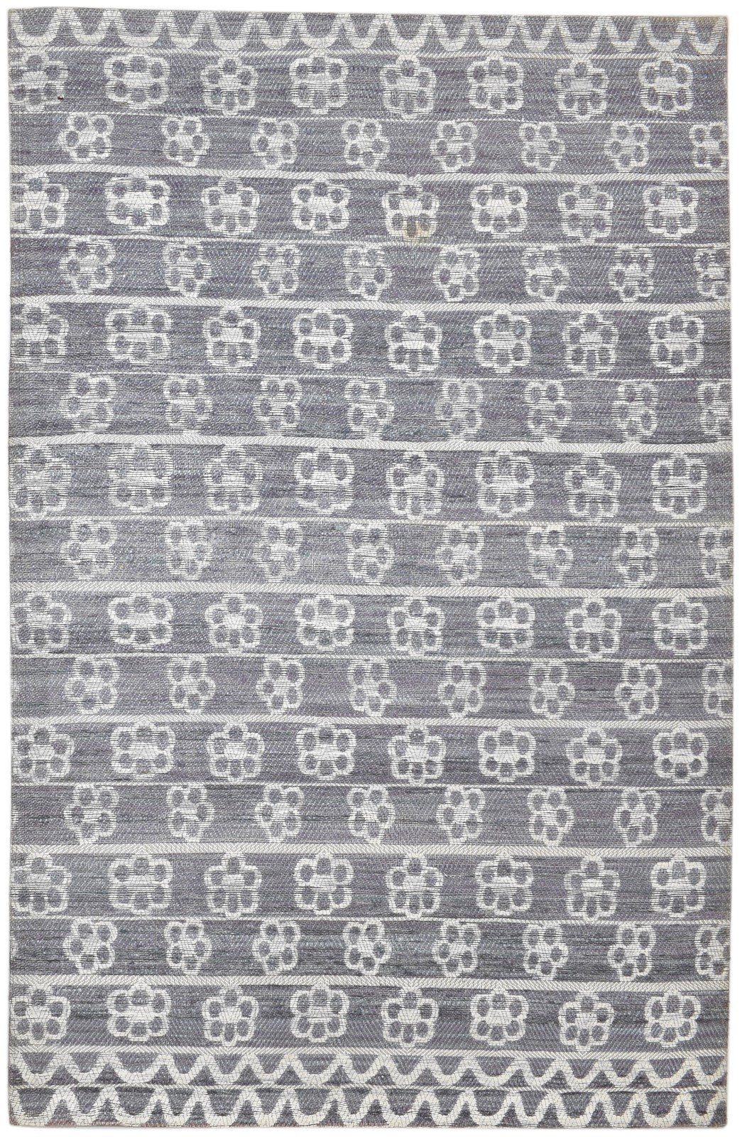 Charcoal Silk Rug 5X8 Modern Jacquard Loom Scandinavian Floral Room Size Carpet