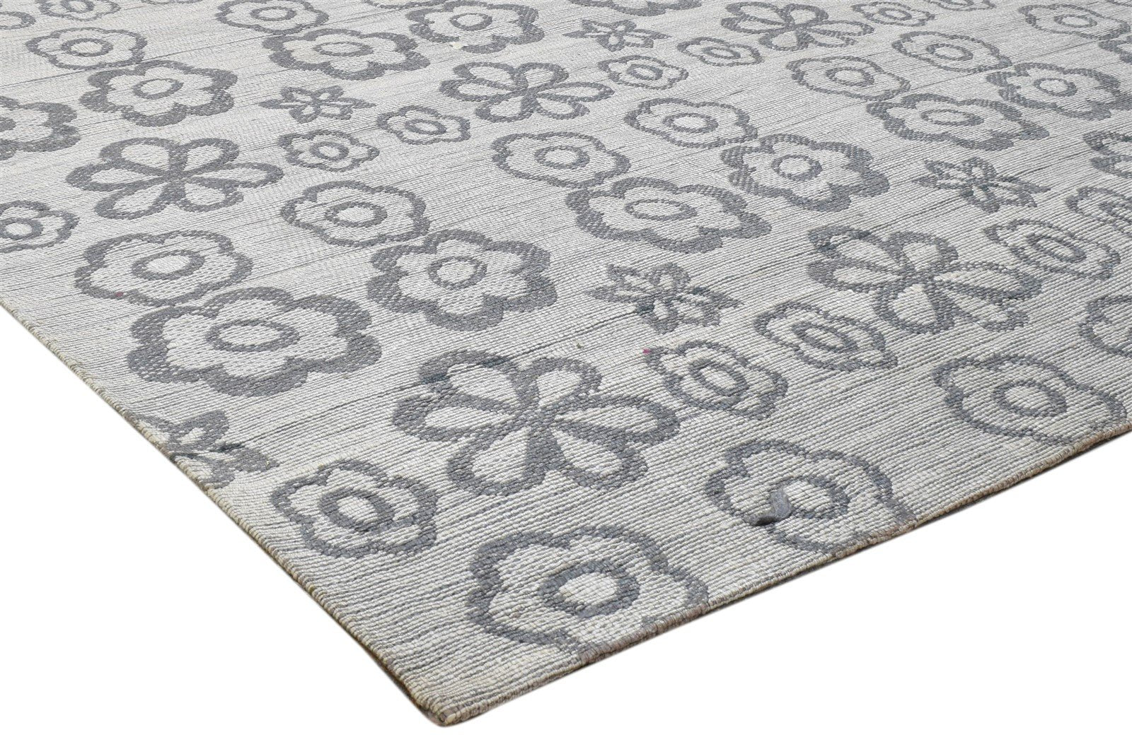 5' X 7' Rug Silk Grey Modern Jacquard Loom Scandinavian Floral Room Size Carpet 