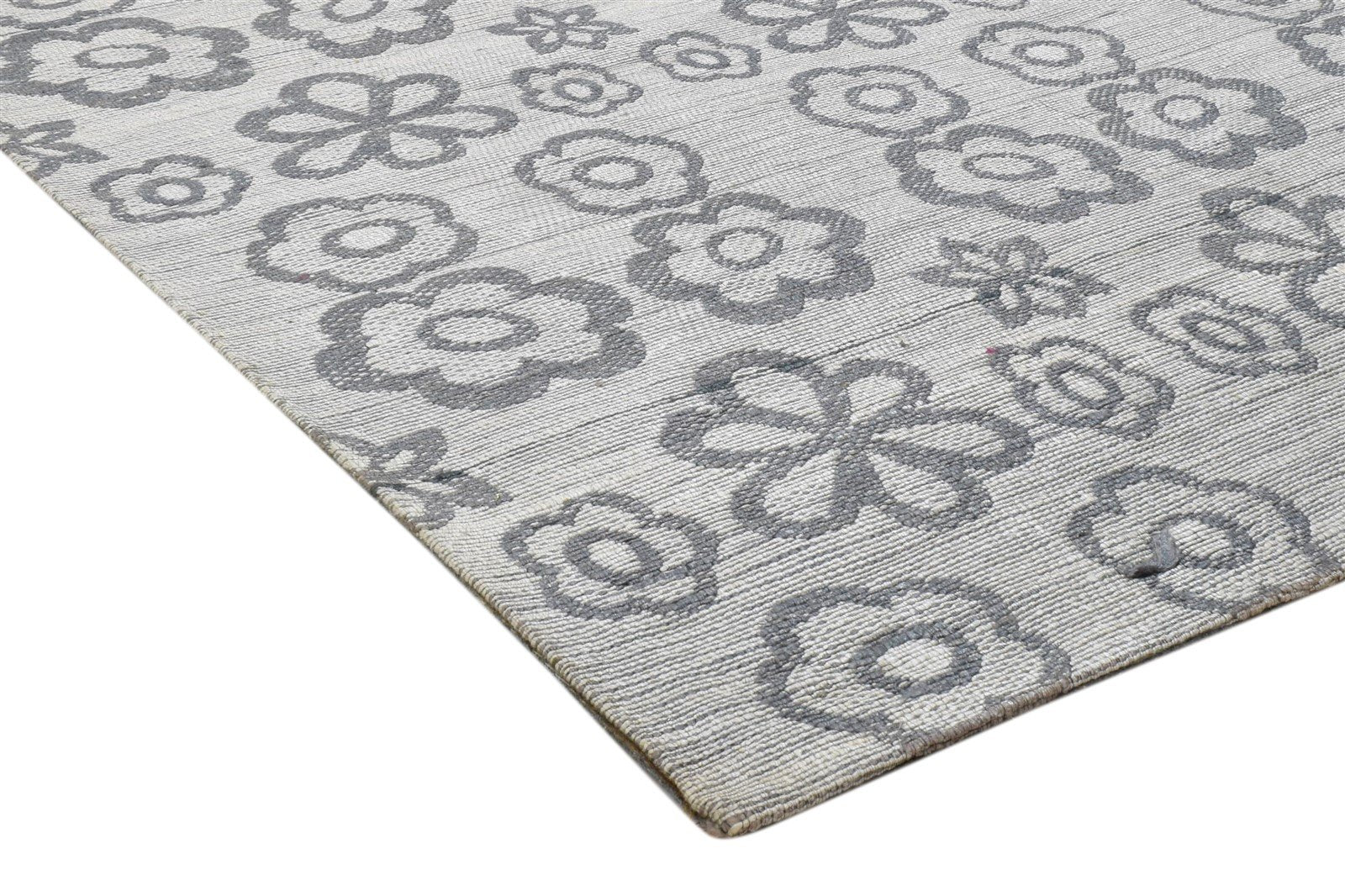 5' X 7' Rug Silk Grey Modern Jacquard Loom Scandinavian Floral Room Size Carpet 