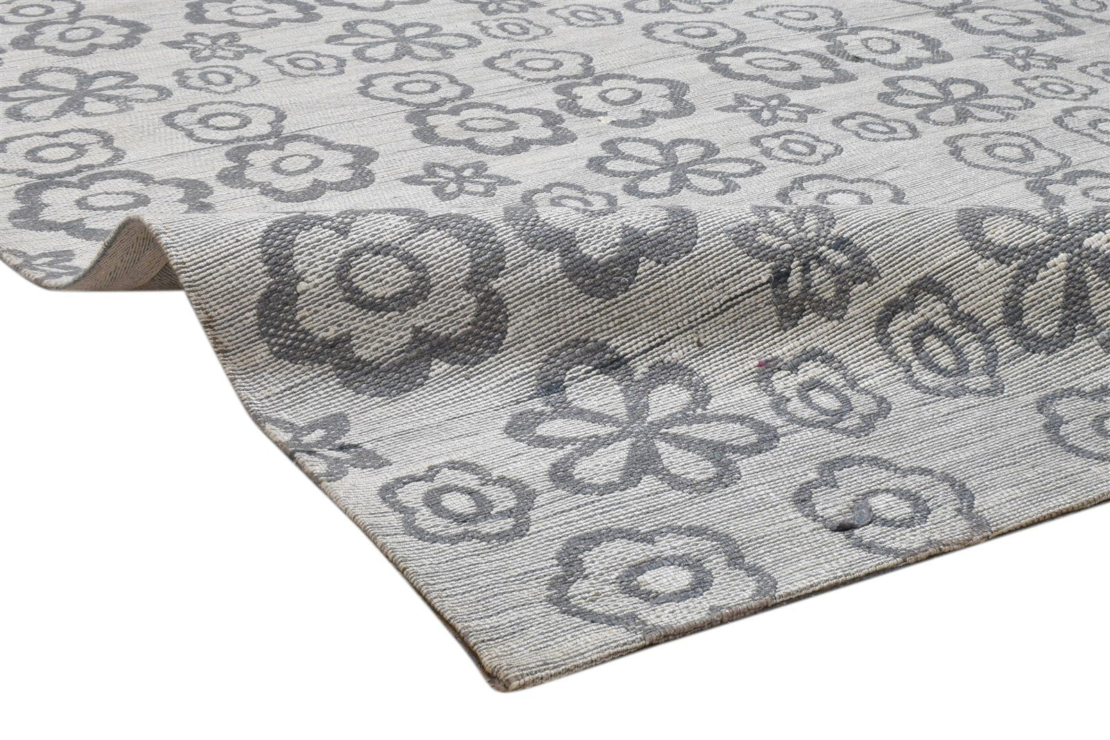 5' X 7' Rug Silk Grey Modern Jacquard Loom Scandinavian Floral Room Size Carpet 