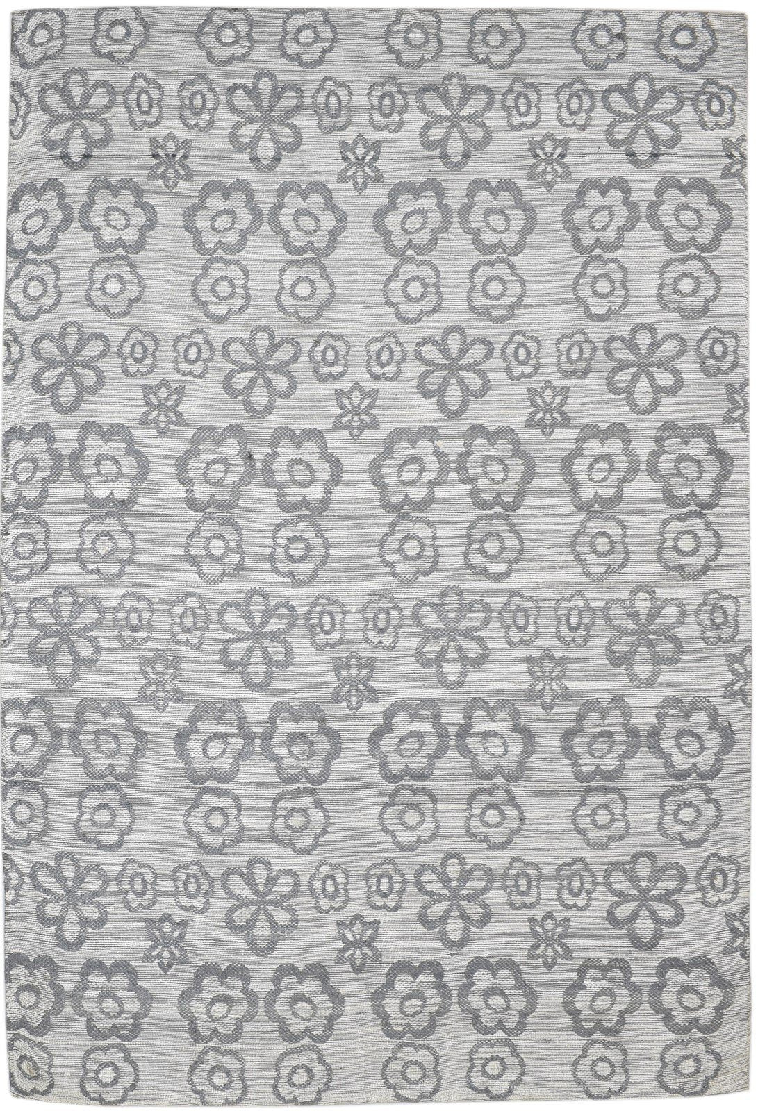 5' X 7' Rug Silk Grey Modern Jacquard Loom Scandinavian Floral Room Size Carpet 