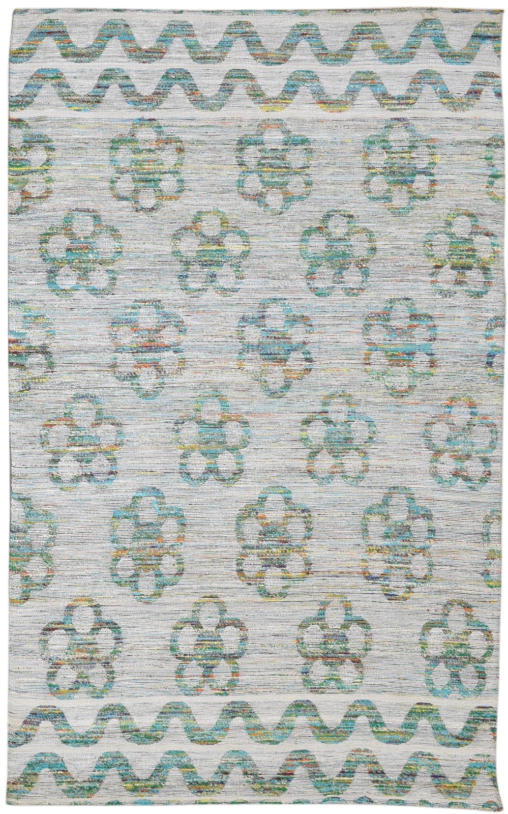 Grey Silk Rug 5' X 8' Modern Jacquard Loom Scandinavian Floral Room Size Carpet 