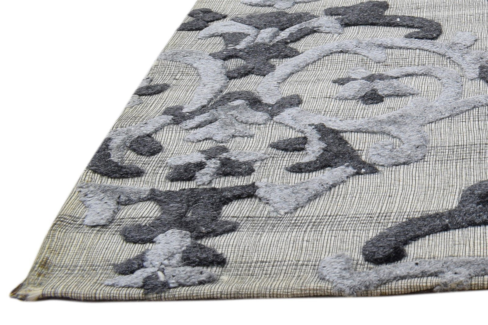 5' X 8' Rug Wool Silk Grey Modern Jacquard Loom Indian Floral Room Size Carpet 