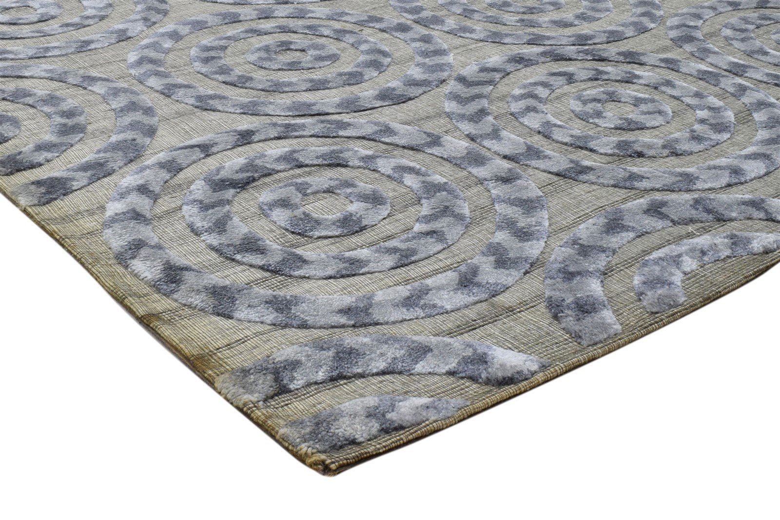 Wool Art Silk Blend Grey Rug 5x8 Modern Power Loomed Indian Floral 5'0"X8'0" Carpet 