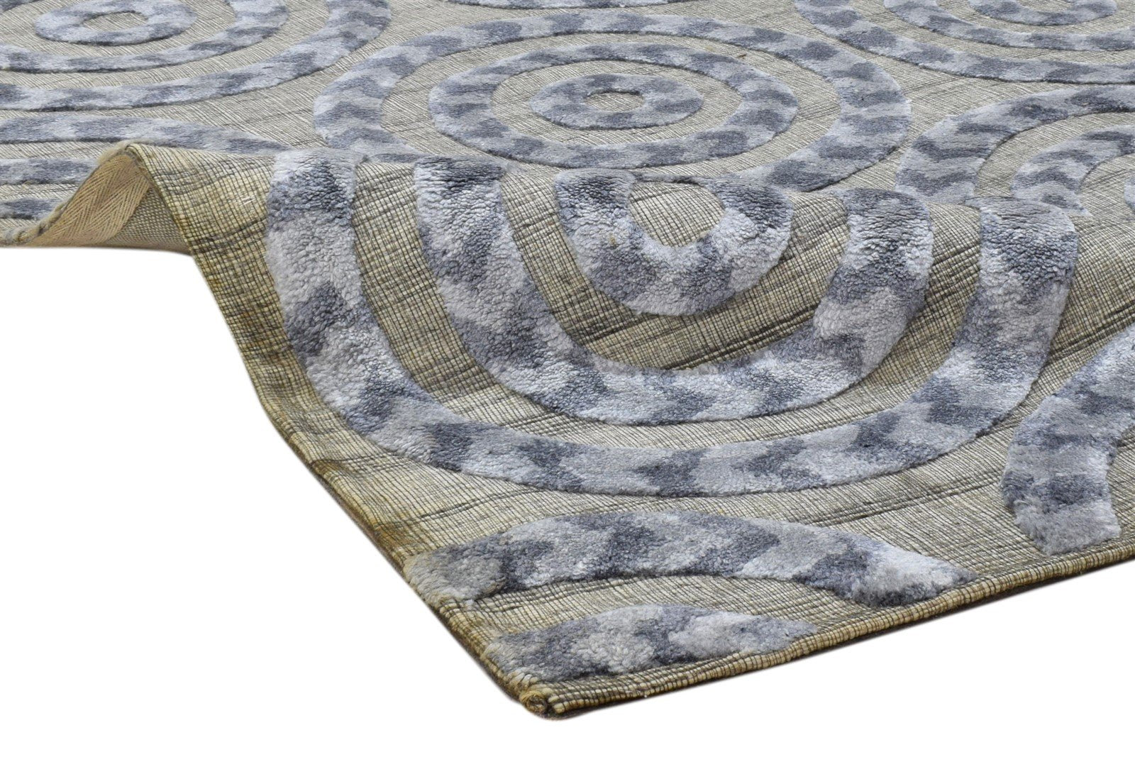 Wool Art Silk Blend Grey Rug 5x8 Modern Power Loomed Indian Floral 5'0"X8'0" Carpet 