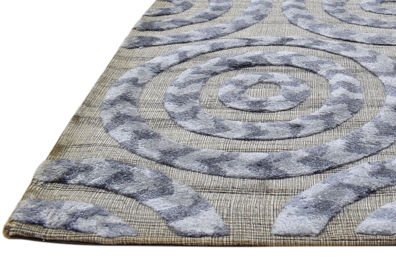 Wool Art Silk Blend Grey Rug 5x8 Modern Power Loomed Indian Floral 5'0"X8'0" Carpet 