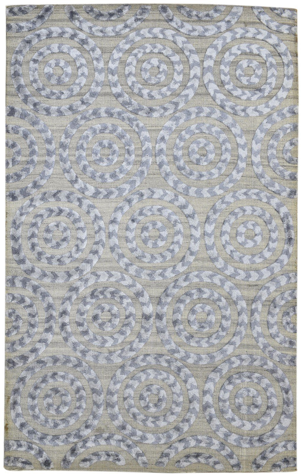 Wool Art Silk Blend Grey Rug 5x8 Modern Power Loomed Indian Floral 5'0"X8'0" Carpet 