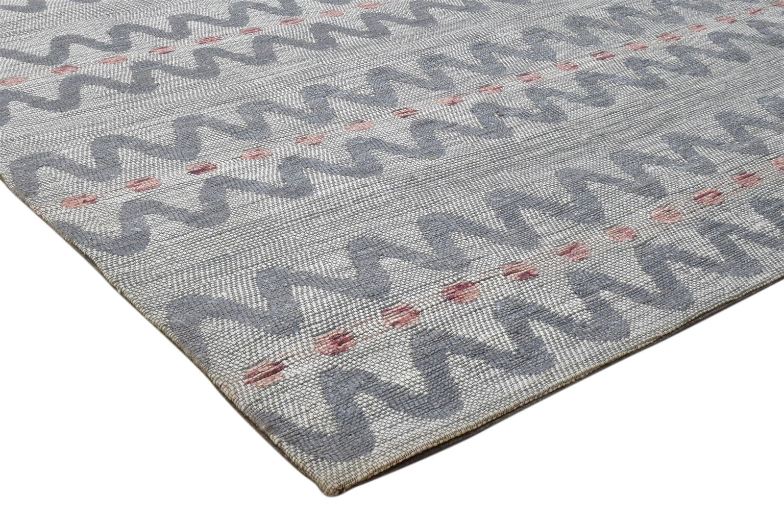 Grey Silk Rug 5' X 8' Modern Jacquard Loom French Chevron Room Size Carpet 