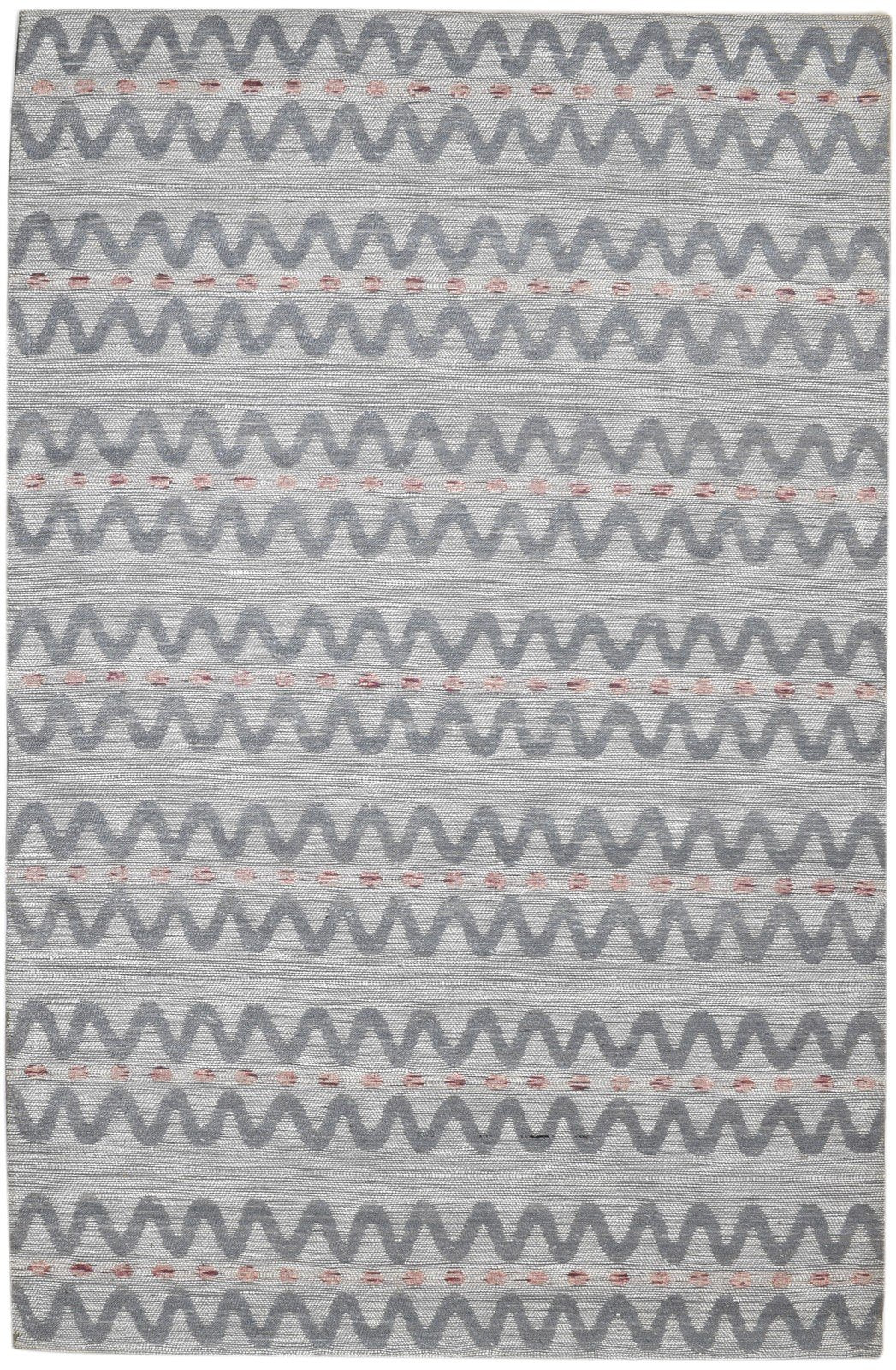 Grey Silk Rug 5' X 8' Modern Jacquard Loom French Chevron Room Size Carpet