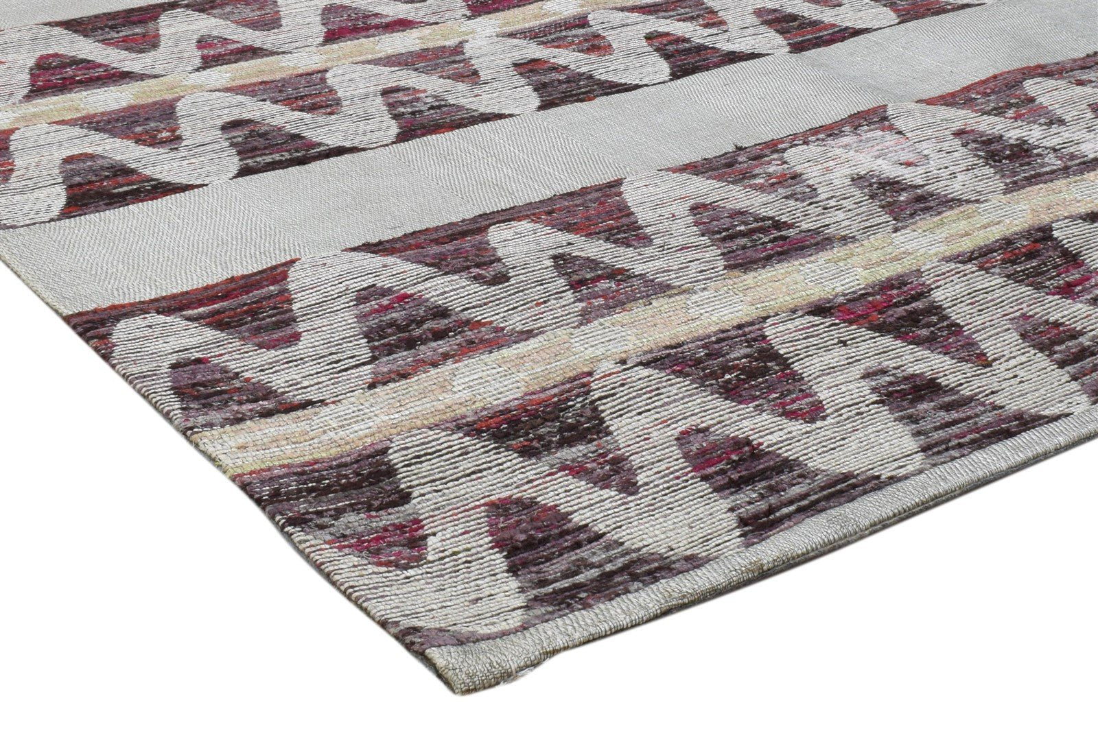 Jacquard Loom Grey Silk Rug 5' X 8' Modern French Chevron Room Size Carpet 