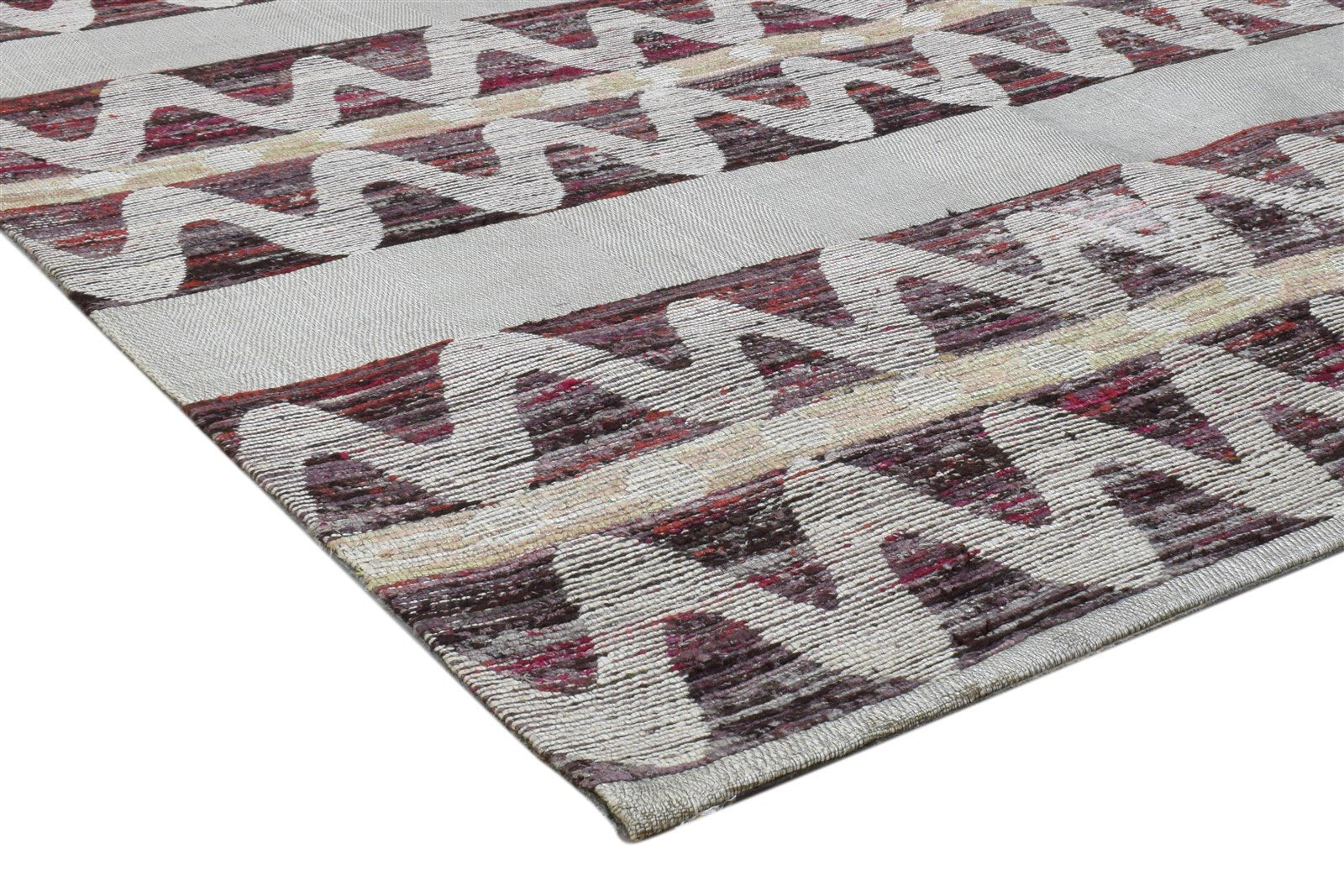 Jacquard Loom Grey Silk Rug 5' X 8' Modern French Chevron Room Size Carpet 