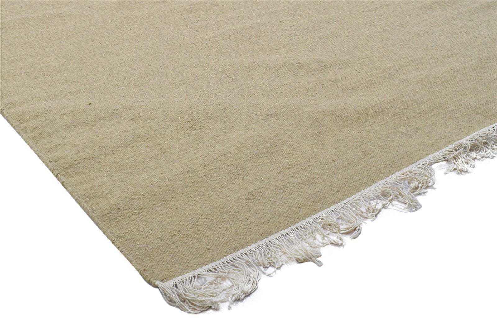 Beige Wool Rug 5' X 8' Modern Dhurrie Scandinavian Solid Room Size Carpet 