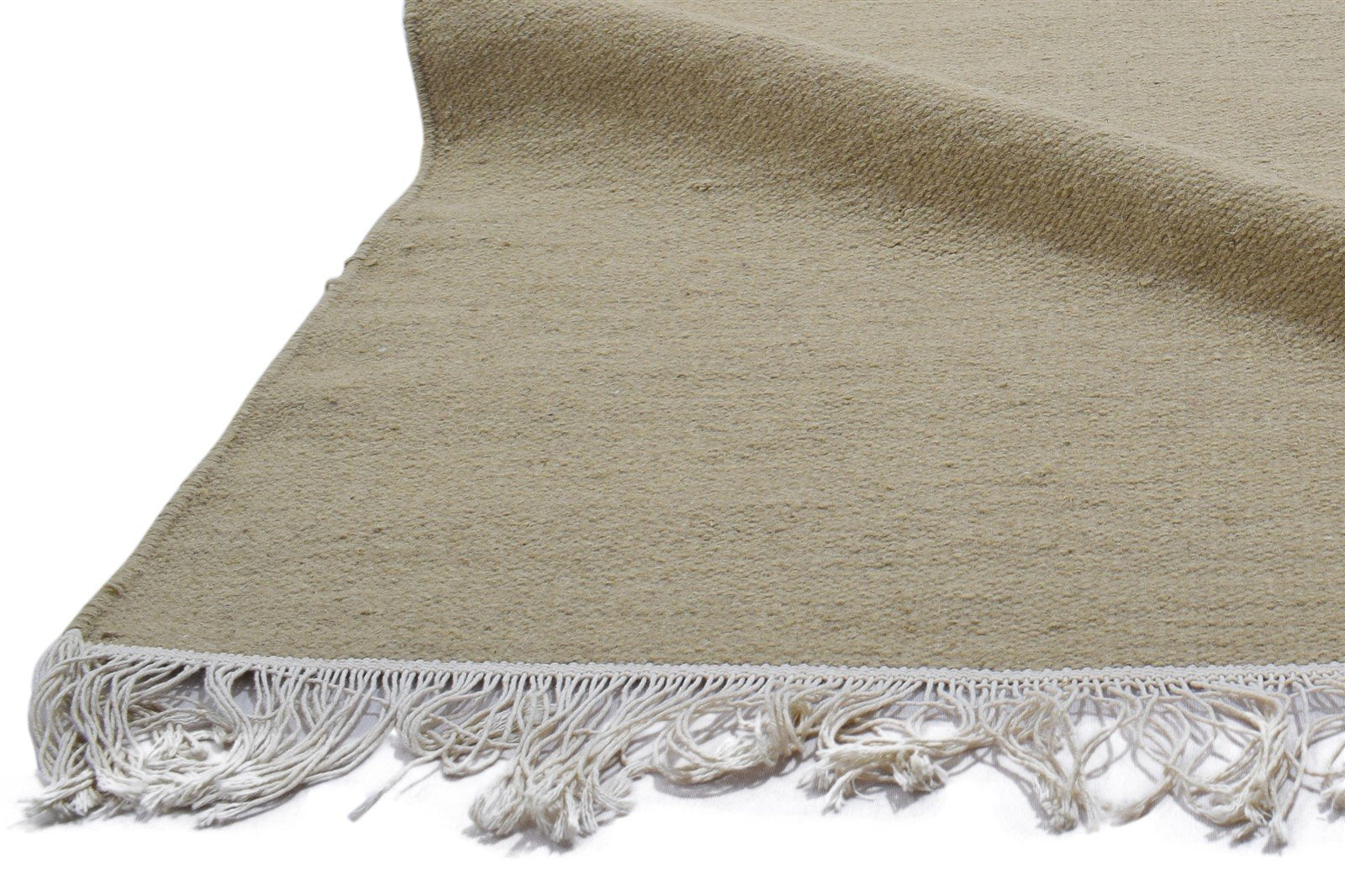 Beige Wool Rug 5' X 8' Modern Dhurrie Scandinavian Solid Room Size Carpet 