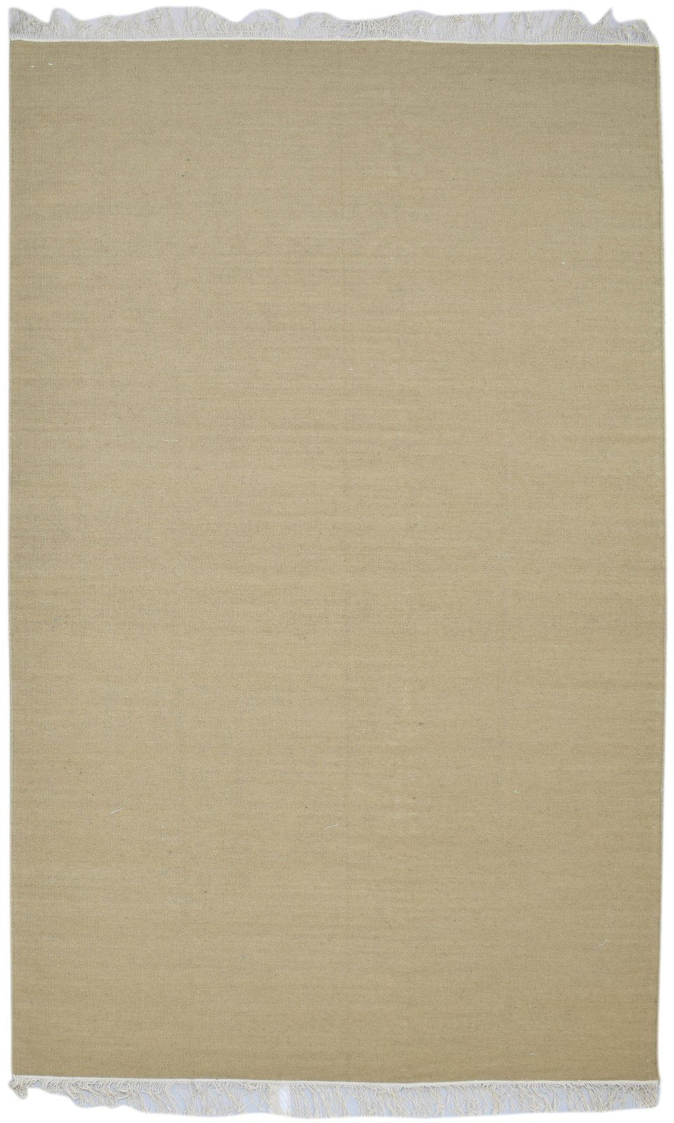 Beige Wool Rug 5' X 8' Modern Dhurrie Scandinavian Solid Room Size Carpet 