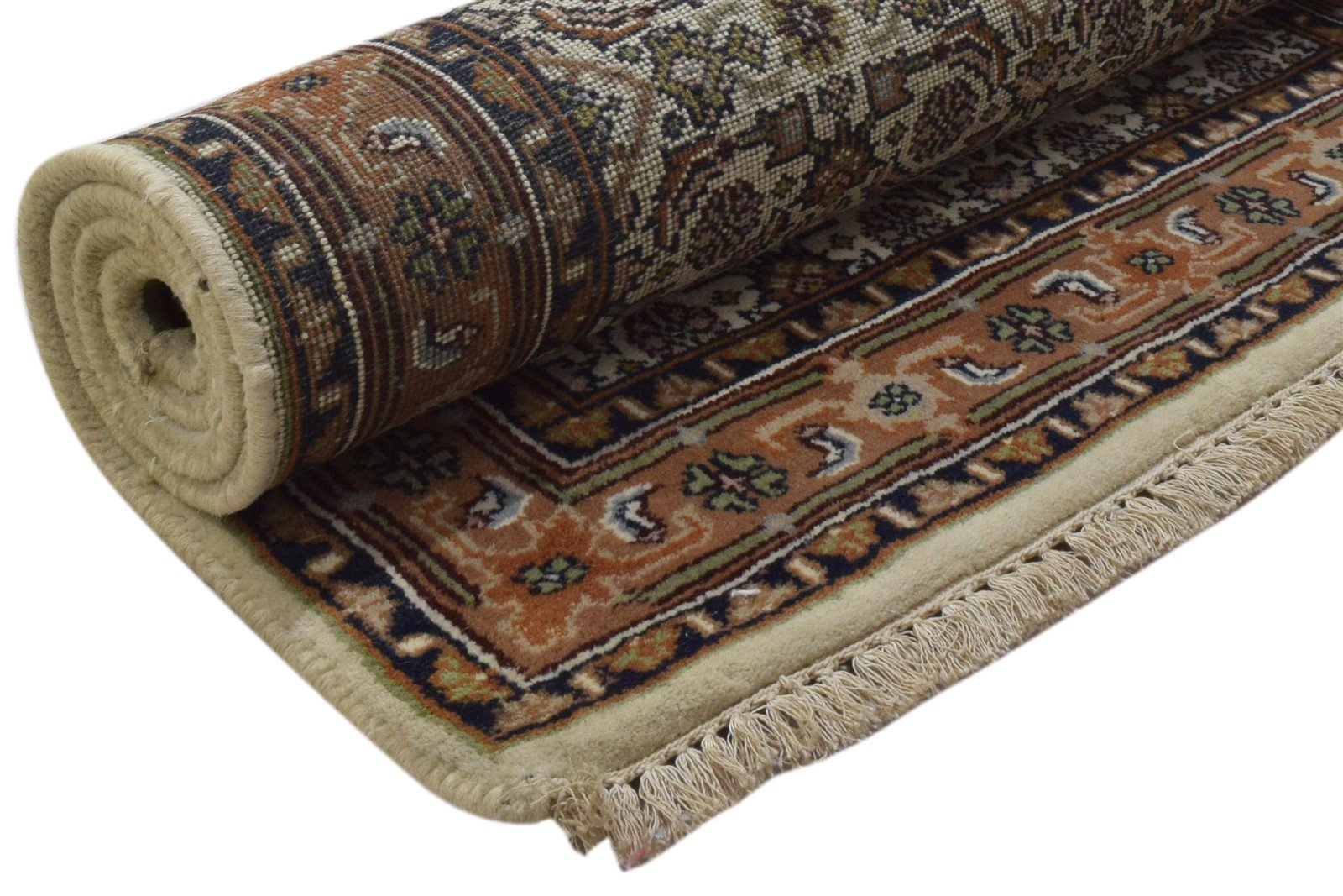 Wool Ivory Rug 3' X 5' Persian Hand Knotted Kashan Oriental Small Carpet 