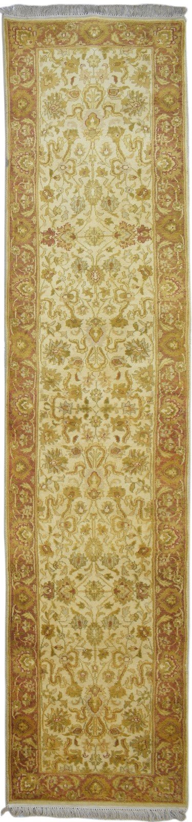 Hand Knotted Beige Wool Rug 2' X 10' Persian Agra Oriental Small Runner 