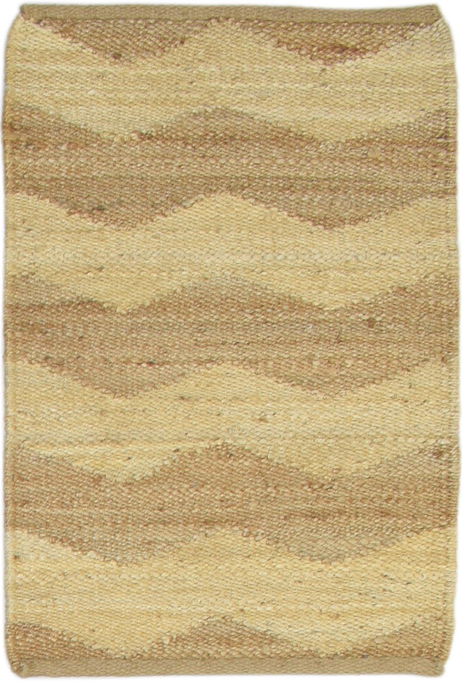 Beige Jute Rug 2' X 3' Modern Hand Knotted French Chevron Small Carpet