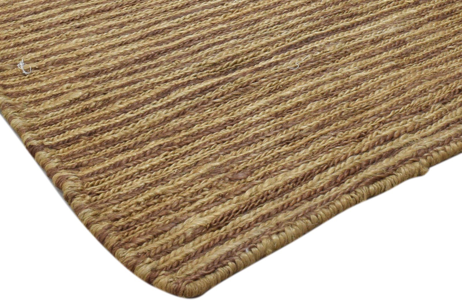 Jute Beige Rug 2' X 3' Modern Hand Knotted Scandinavian Striped Small Carpet 