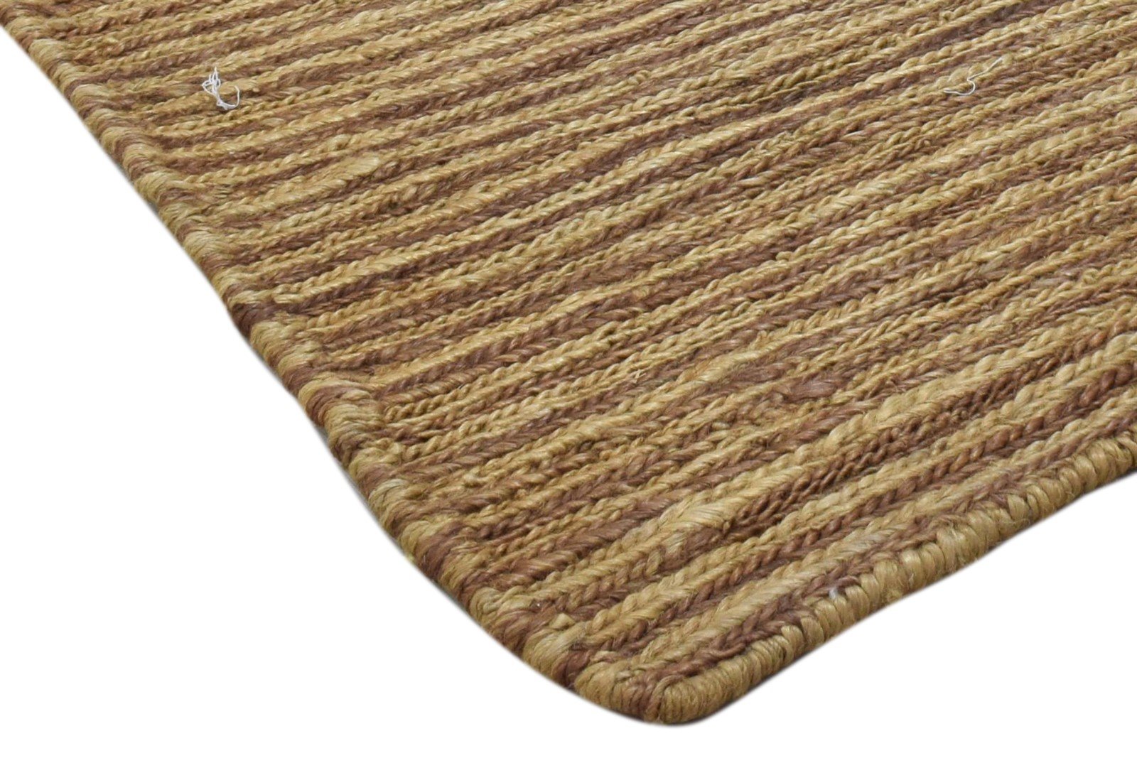 Jute Beige Rug 2' X 3' Modern Hand Knotted Scandinavian Striped Small Carpet 