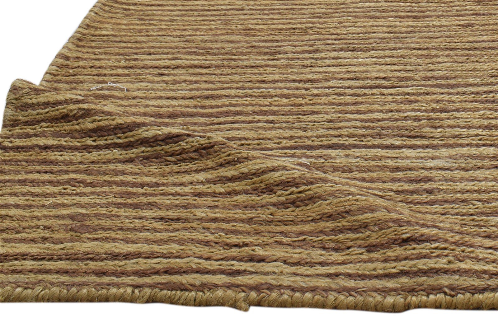 Jute Beige Rug 2' X 3' Modern Hand Knotted Scandinavian Striped Small Carpet 