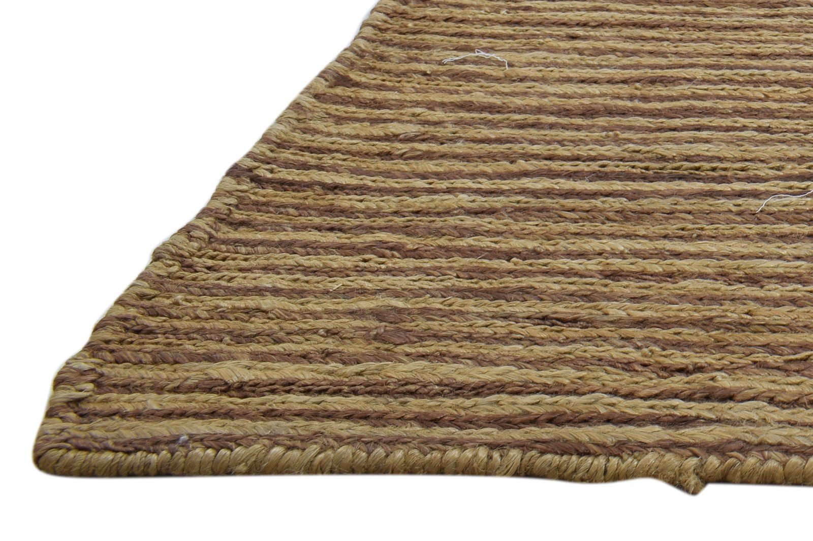 Jute Beige Rug 2' X 3' Modern Hand Knotted Scandinavian Striped Small Carpet 