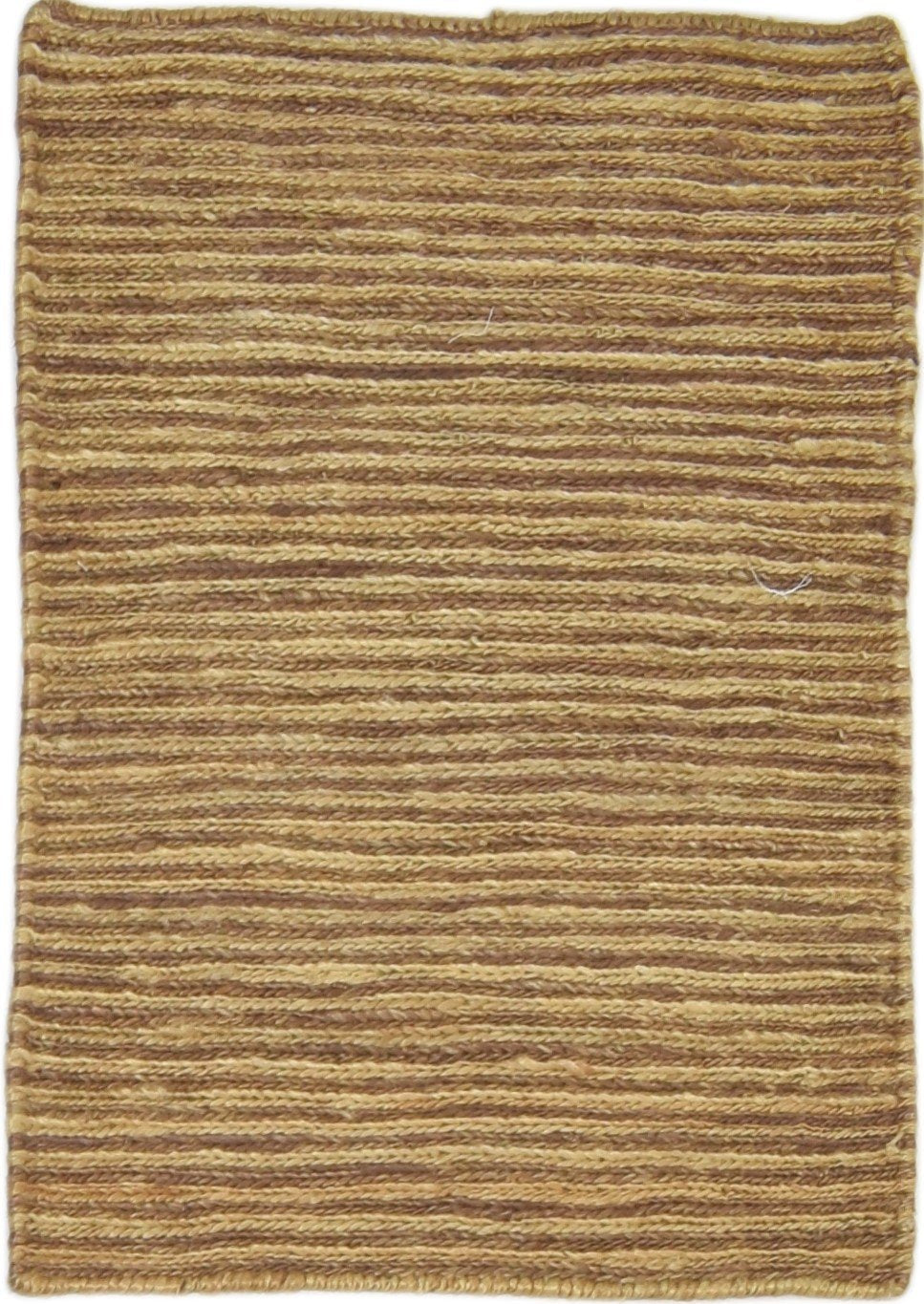 Jute Beige Rug 2' X 3' Modern Hand Knotted Scandinavian Striped Small Carpet