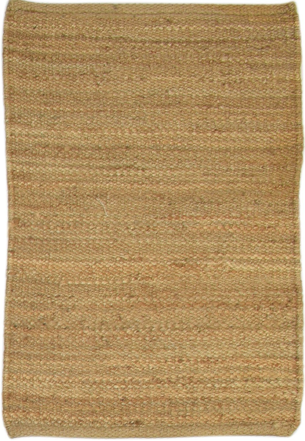 Hand Knotted Beige Jute Rug 2' X 3' Modern Scandinavian Solid Small Carpet 