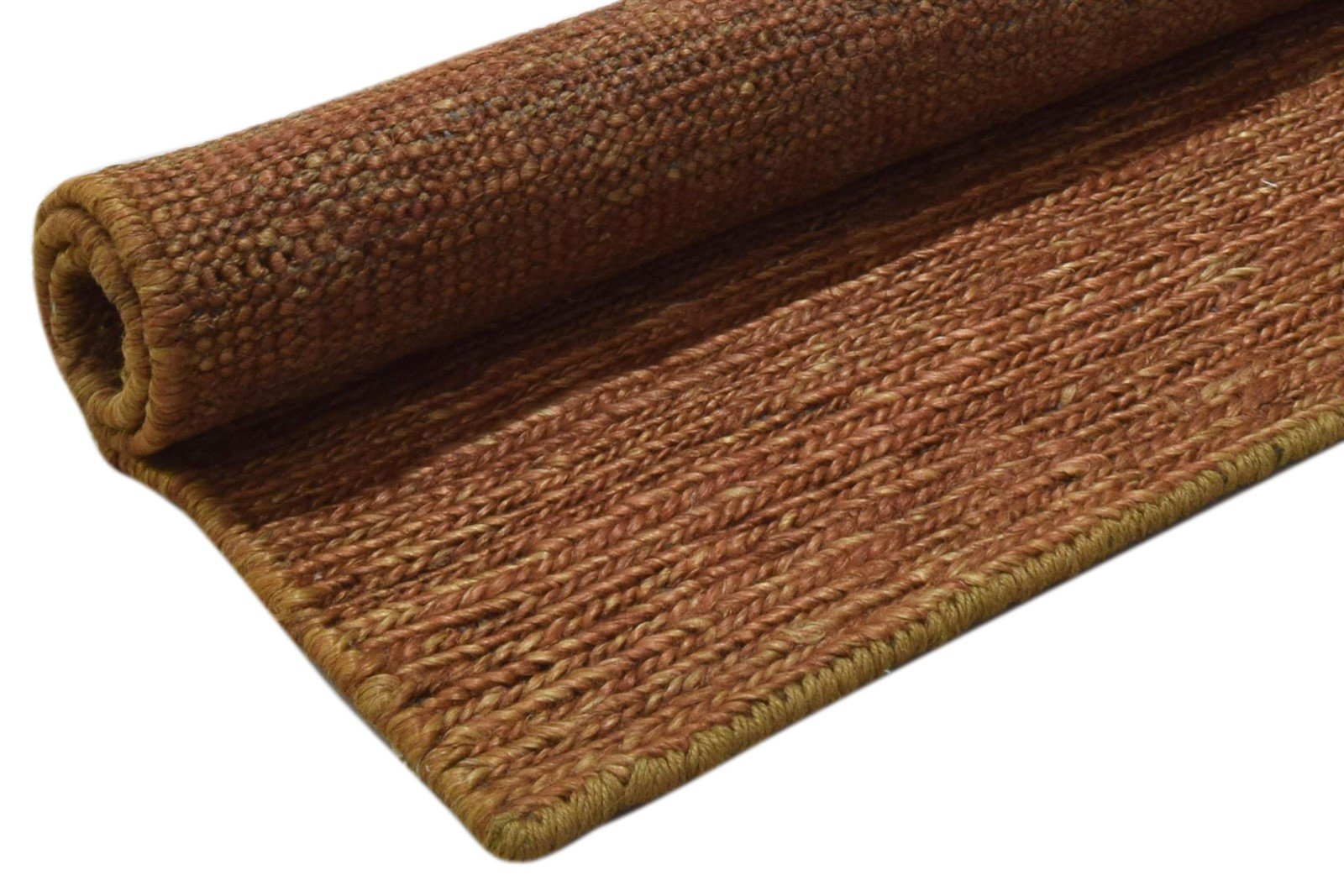 Rust Jute Rug 2' X 3' Modern Hand Knotted Scandinavian Solid Small Carpet 