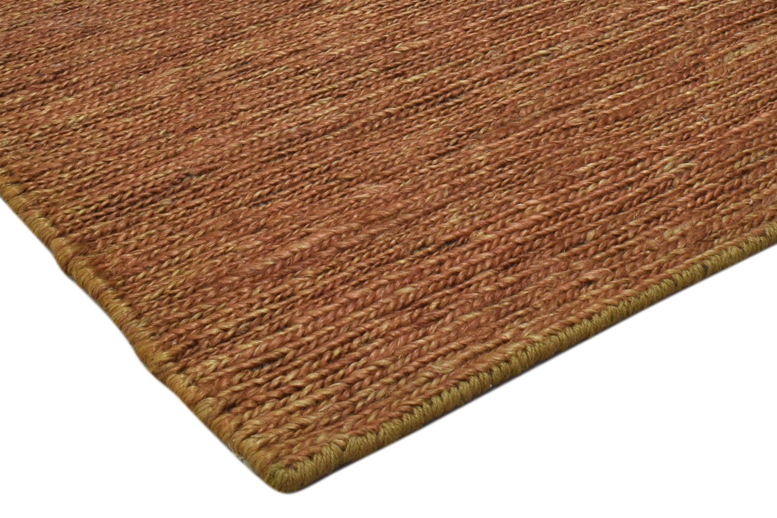 Rust Jute Rug 2' X 3' Modern Hand Knotted Scandinavian Solid Small Carpet 