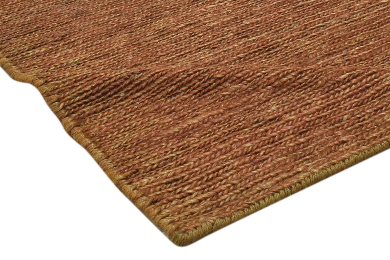 Rust Jute Rug 2' X 3' Modern Hand Knotted Scandinavian Solid Small Carpet 